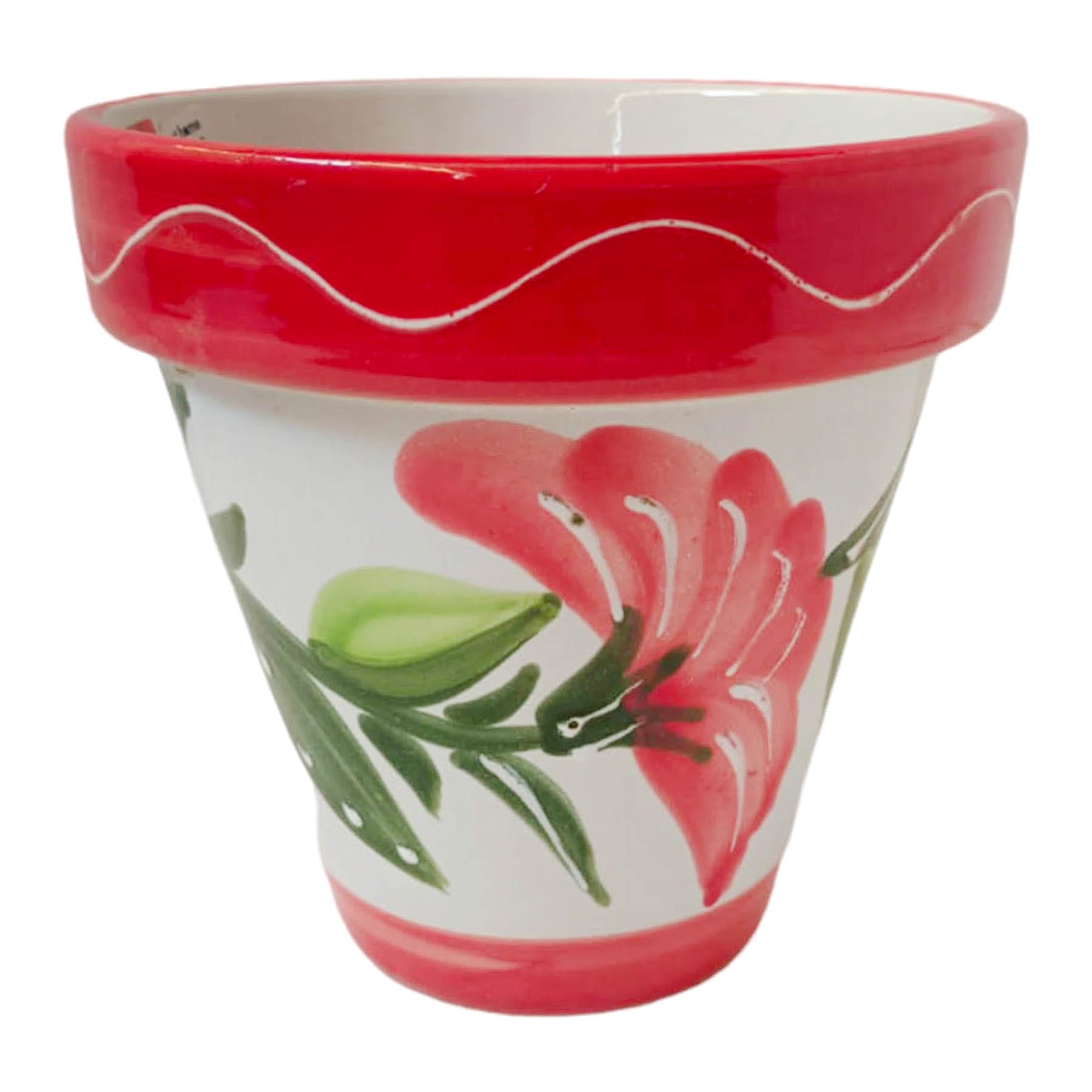 Hand Painted Red Floral Spanish Outdoor Planter, Small