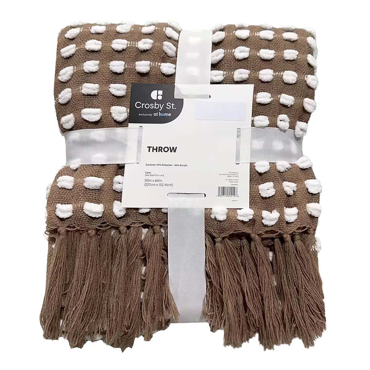 Crosby St. Brown Woven Fringe Throw Blanket, 50x60