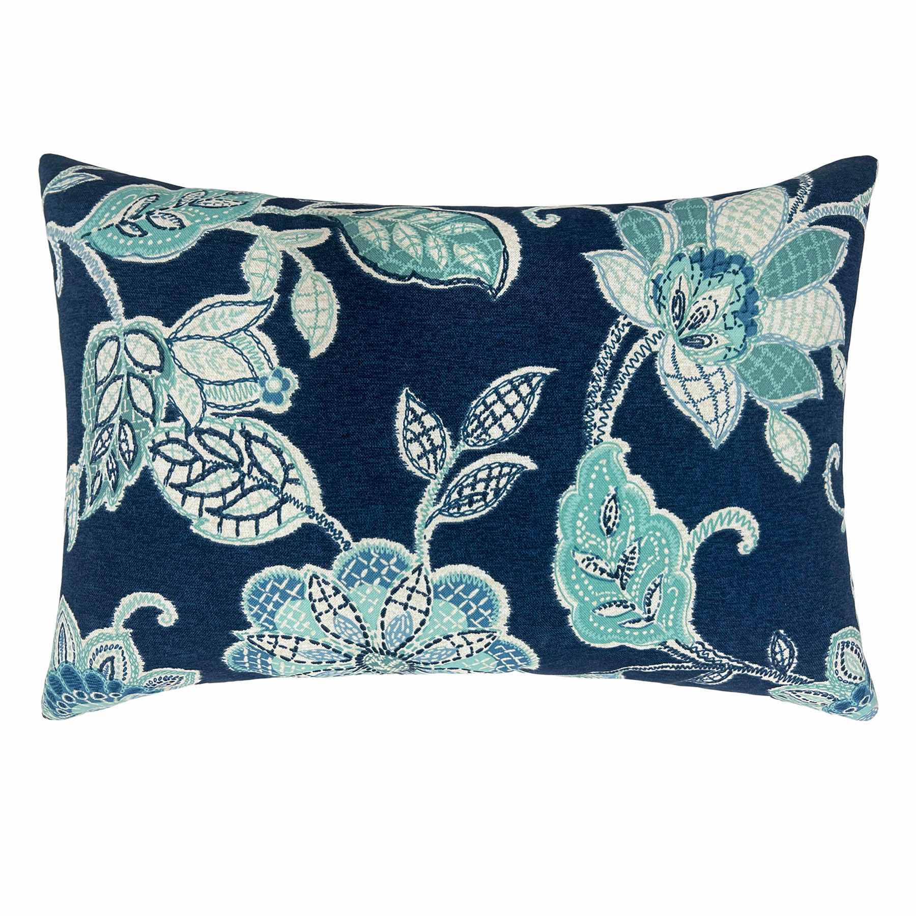 Positano Navy Blue Lumbar Outdoor Throw Pillow, 14x20