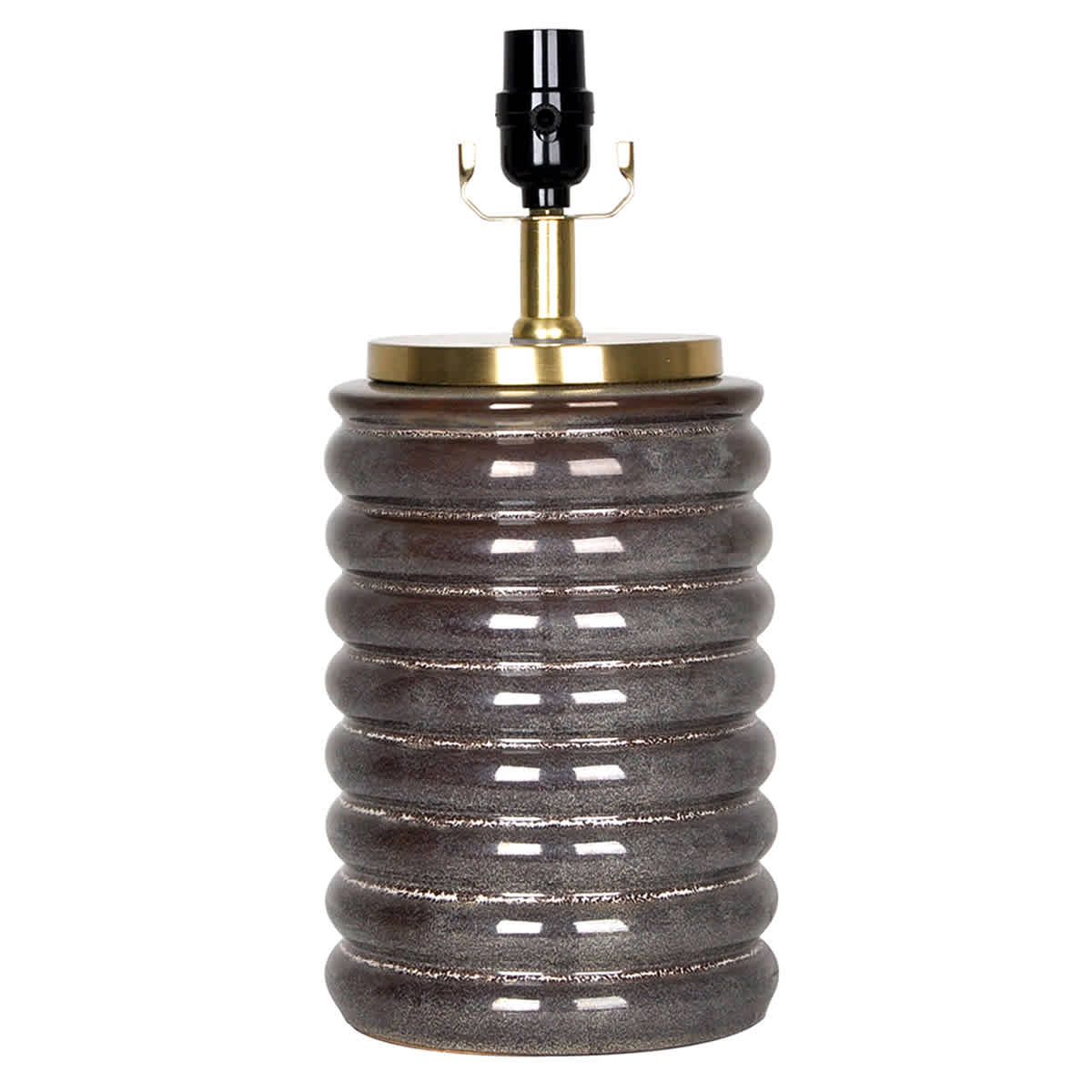 Brown Ceramic Stacked Column Small Lamp Base, 16"