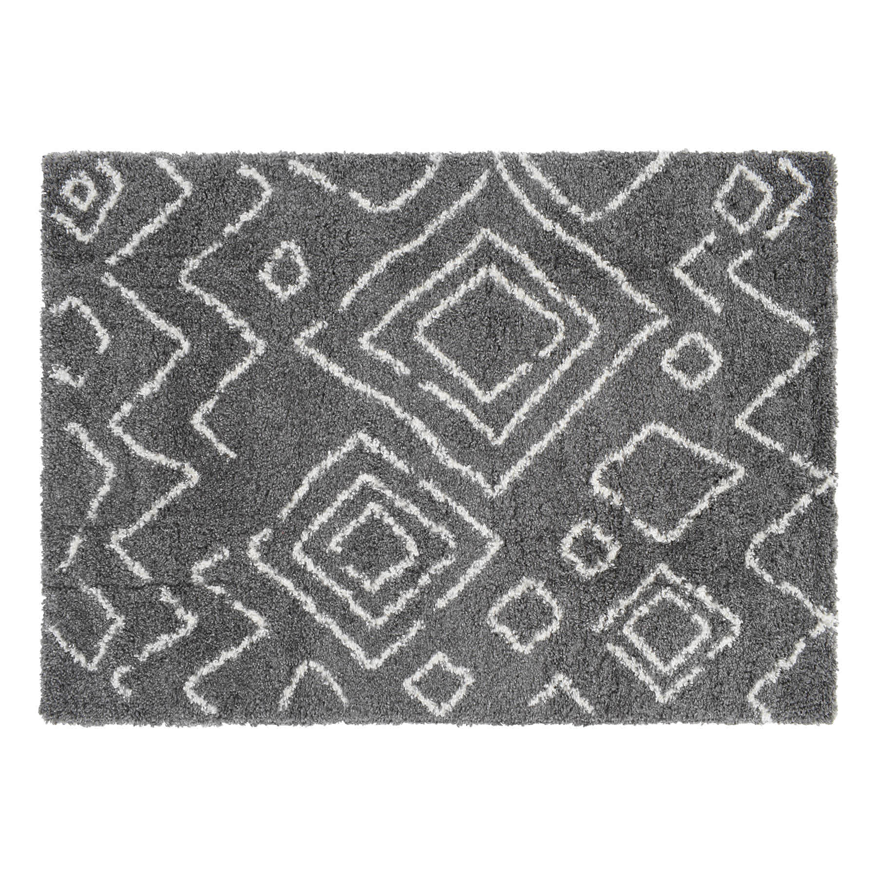 (C167) Dark Grey & Ivory Moroccan Style Shag Runner, 2x6