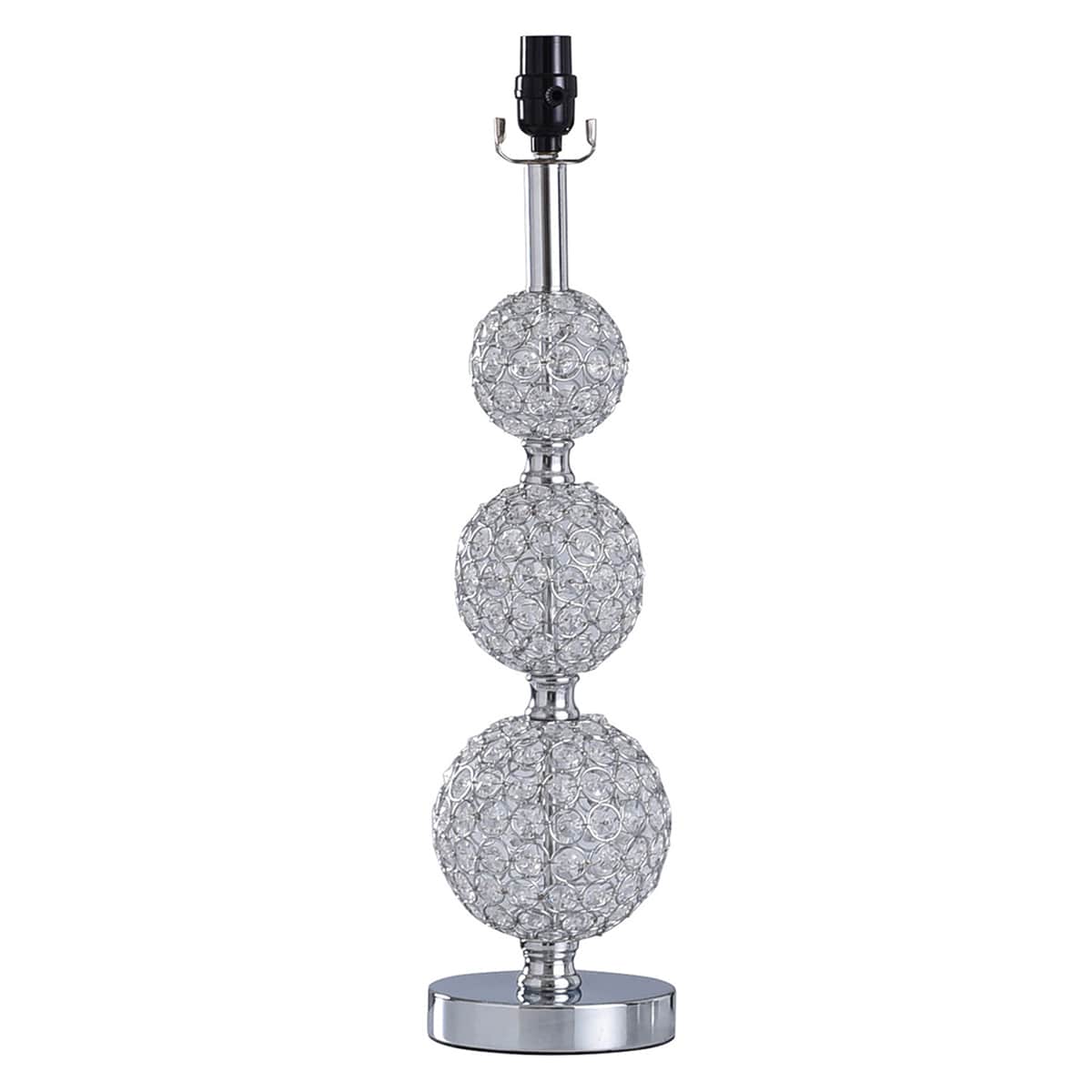 Silver Metal & Crystal Large Table Lamp Base, 23"