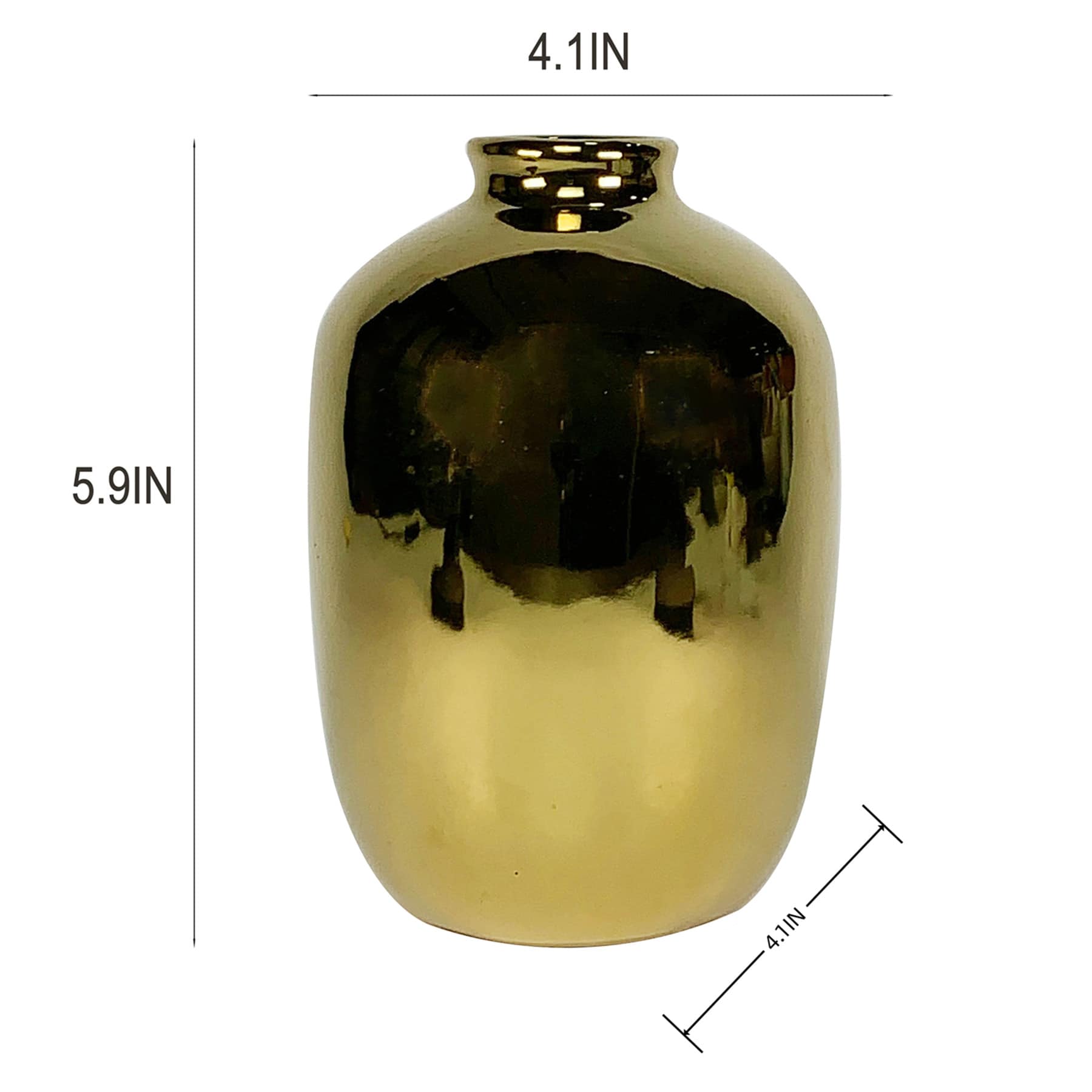Gold Extroc Ceramic Vase, 6"