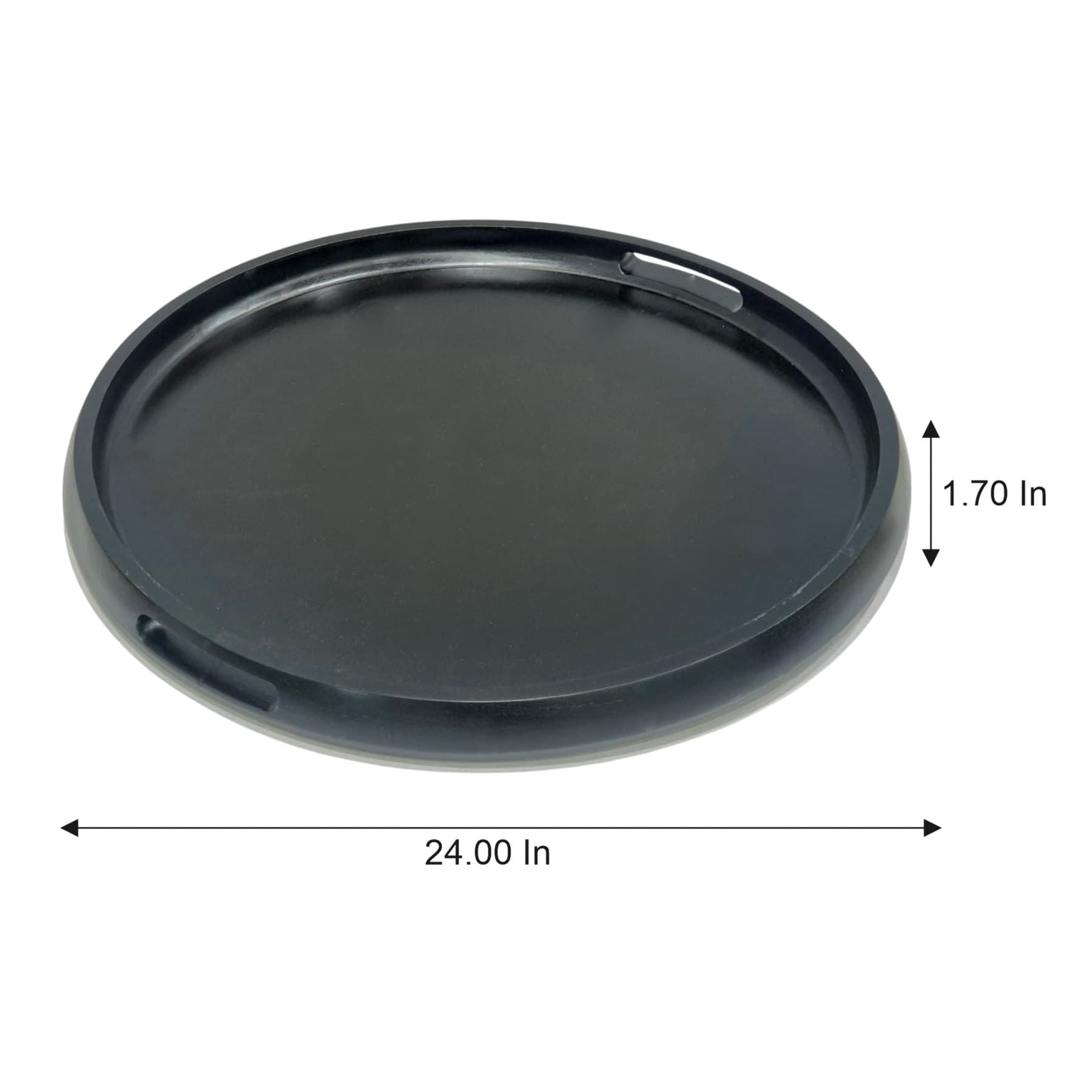 Black Acacia Wood Curved Edge Tray, 24"