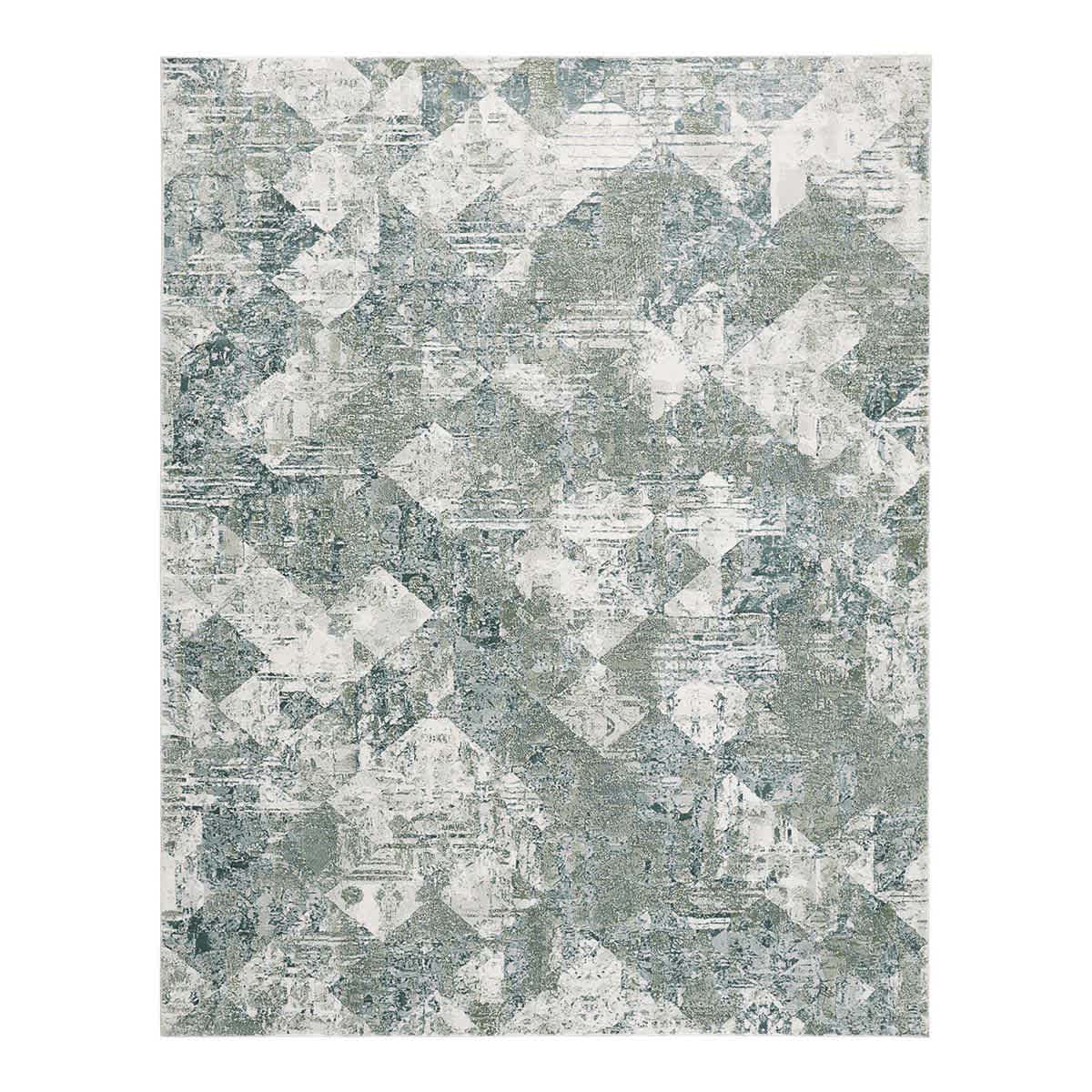 (A524) Found & Fable Sofia Green & Silver Area Rug, 7x10