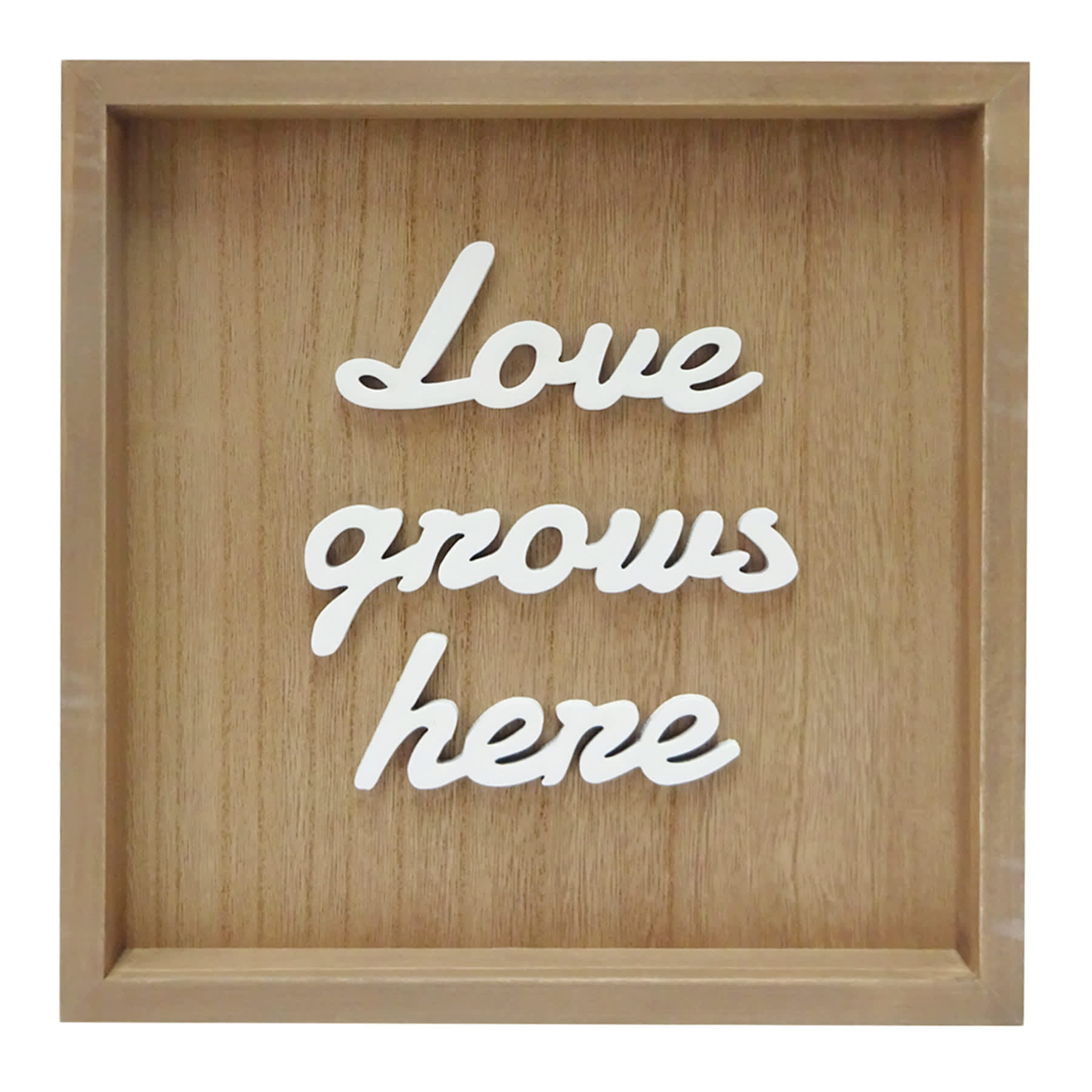 Honeybloom Love Grows Here Wooden Block Sign, 10"