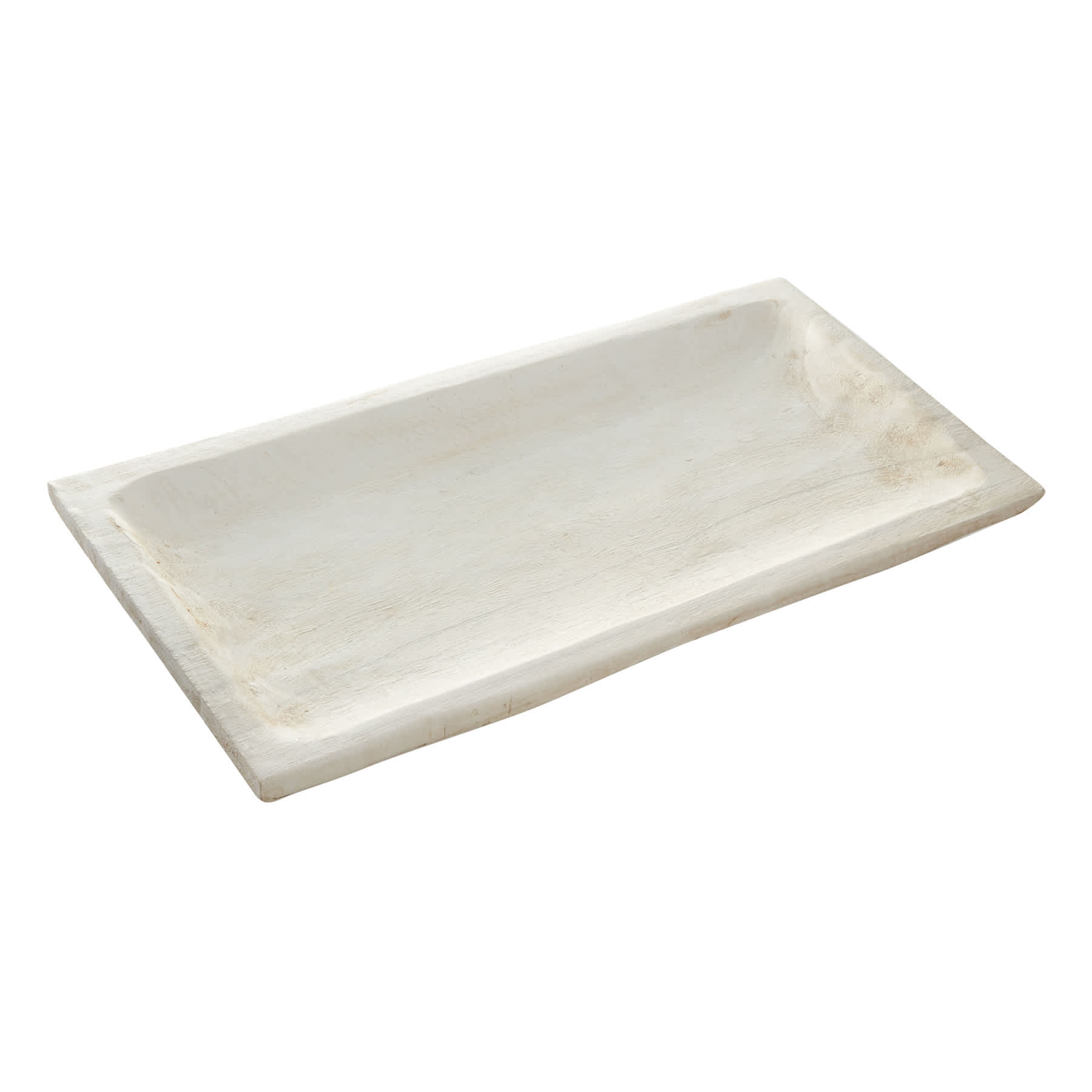 White Brushed Wooden Decorative Tray, 20x10