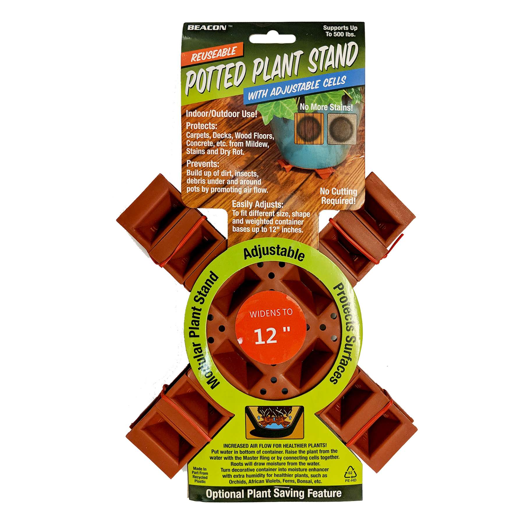 Adjustable Potted Plant Stand Brown