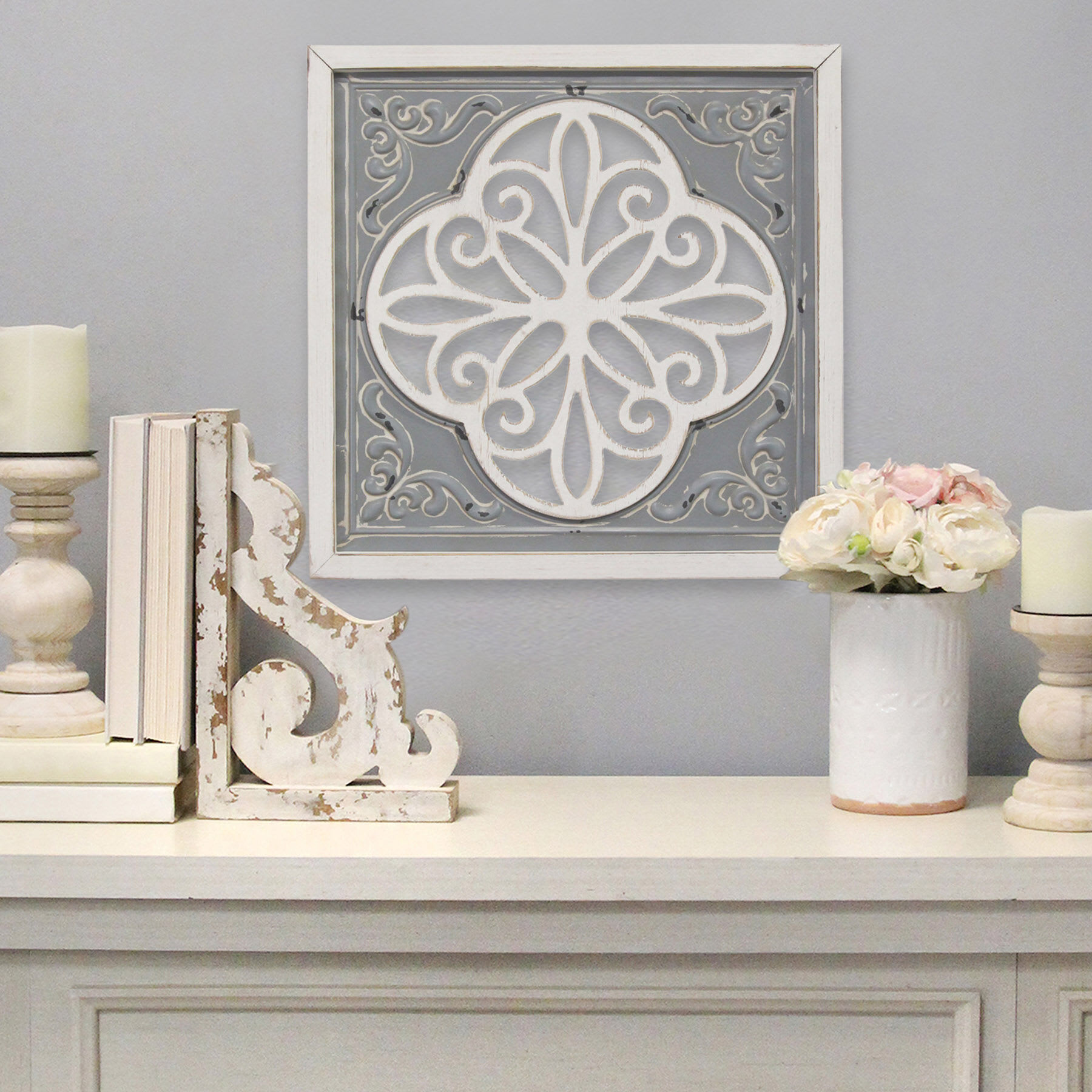 Embossed Metal & Wood Medallion Wall Decor, 16"