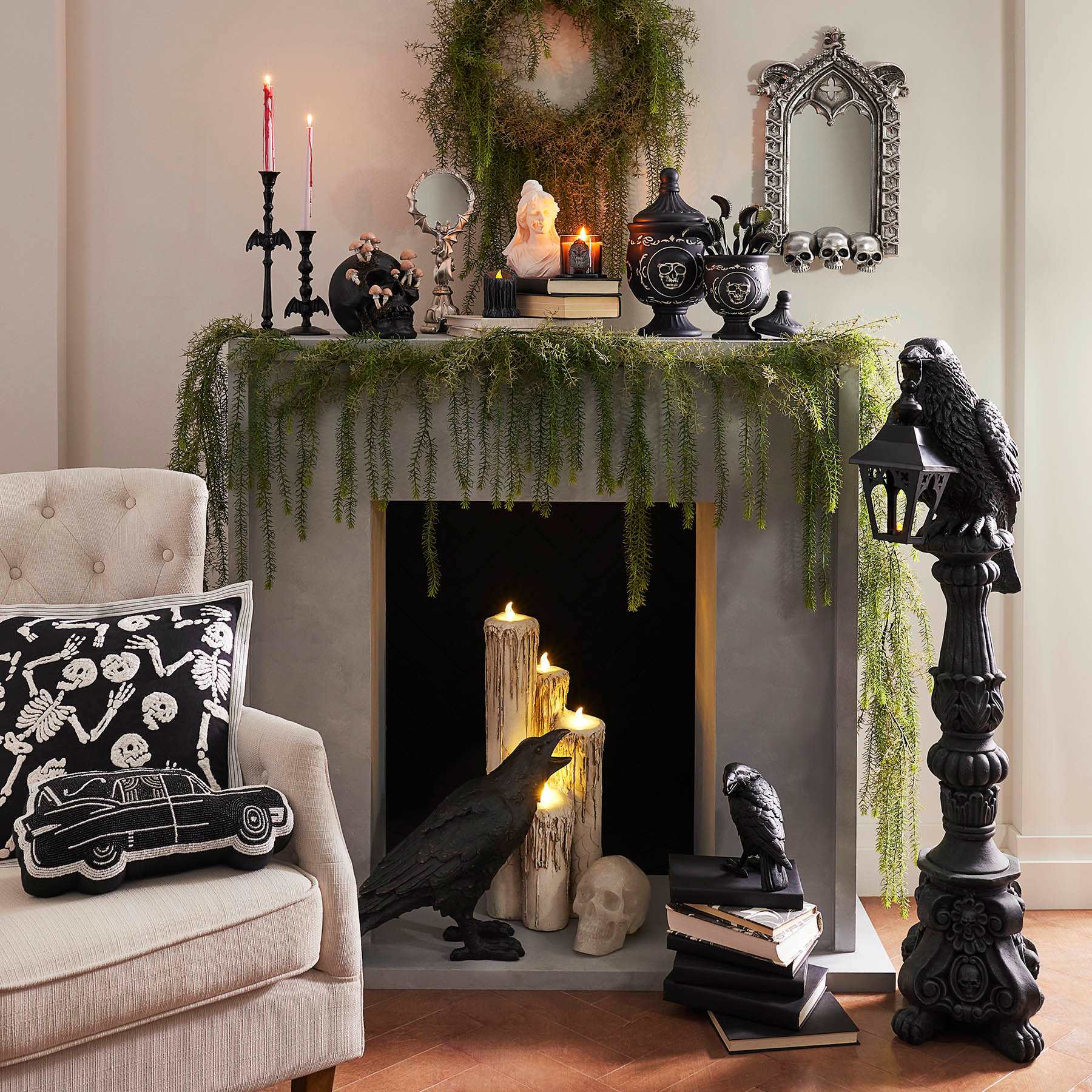 Skull Mirror Wall Decor, 21"