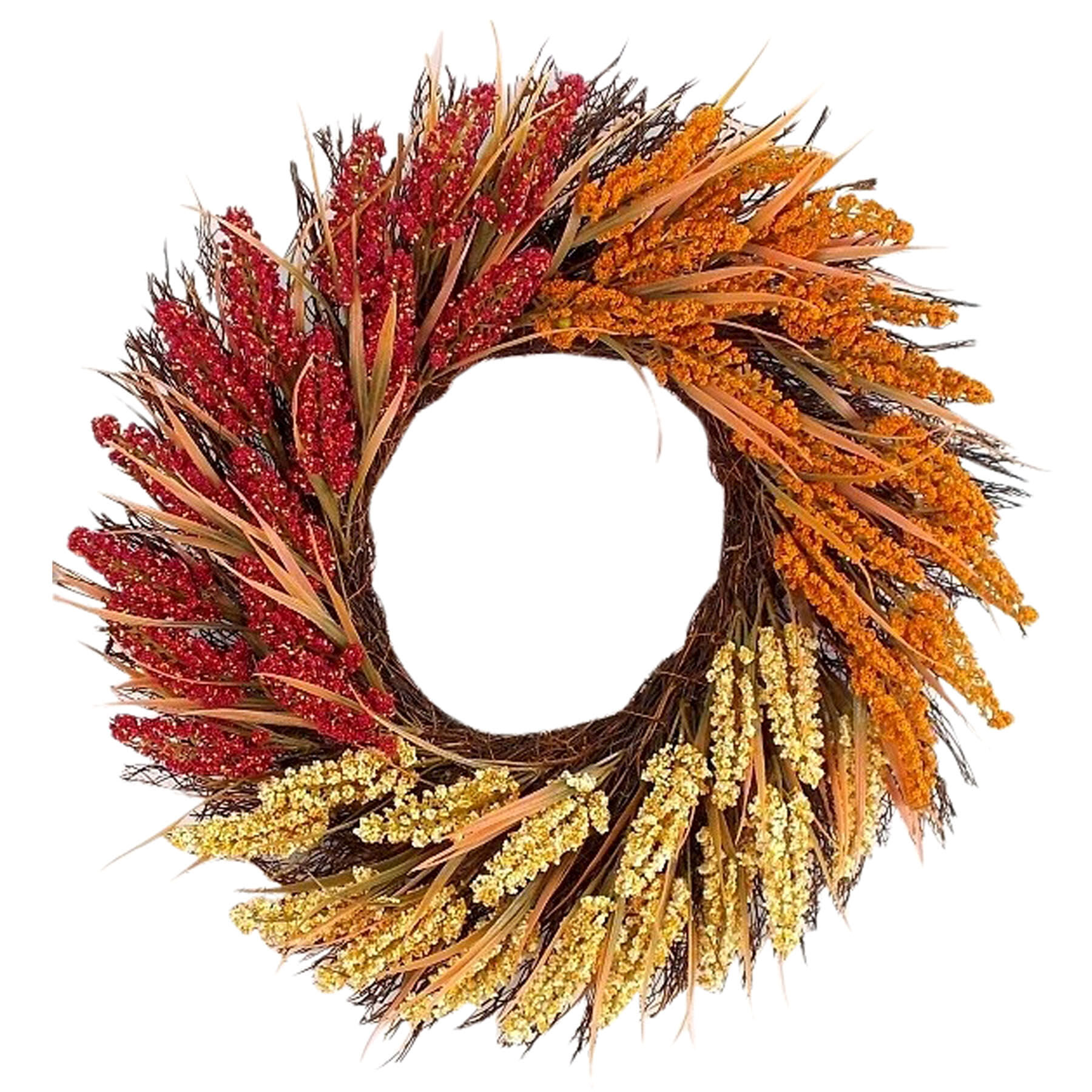Orange, Yellow & Red Heather Wreath, 22"