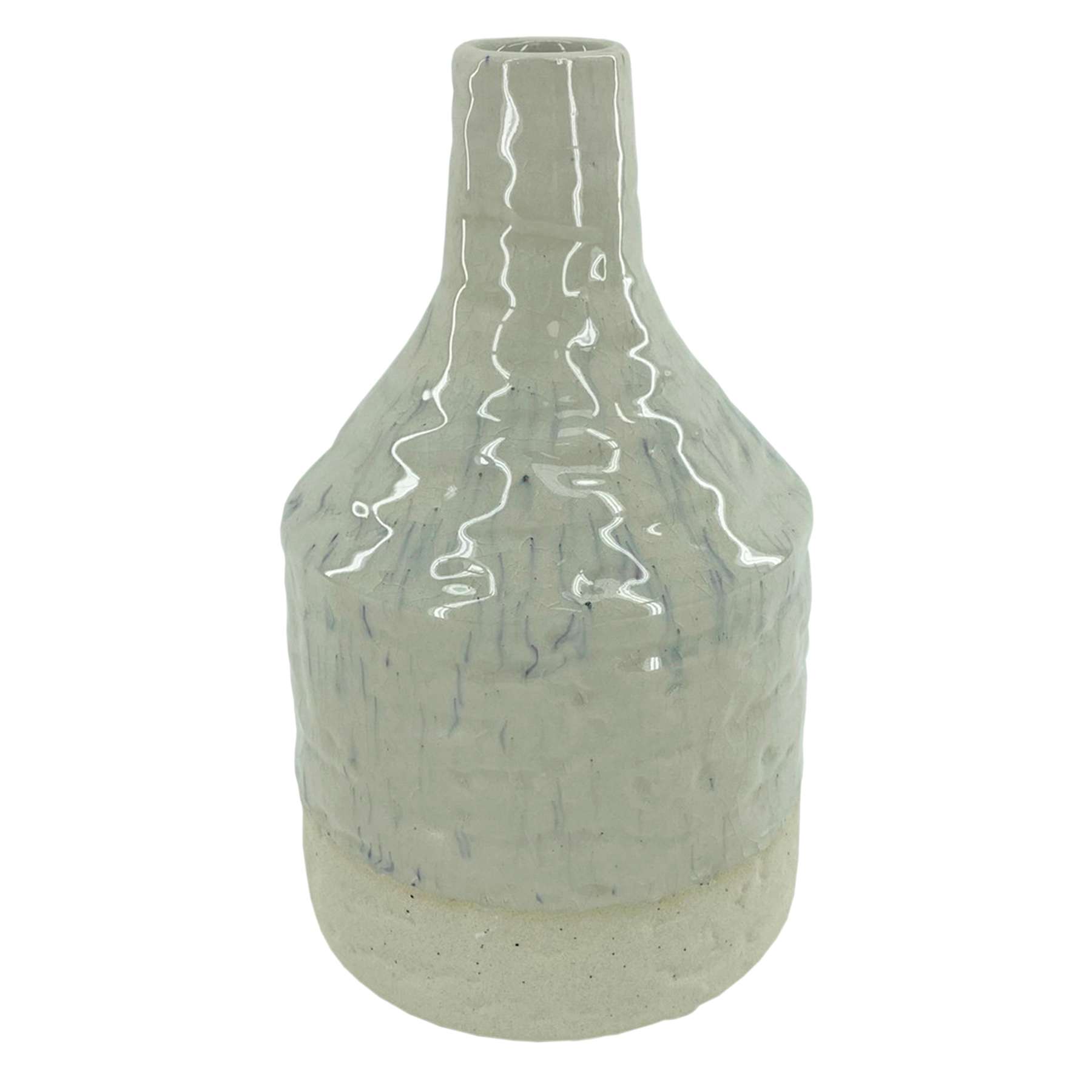 Honeybloom White and Blue Speckeled Vase, 10"
