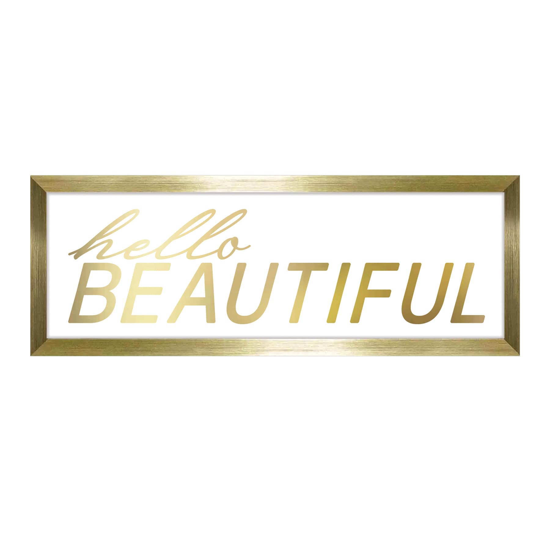 Glass Framed Hello Beautiful Wall Sign, 6x18