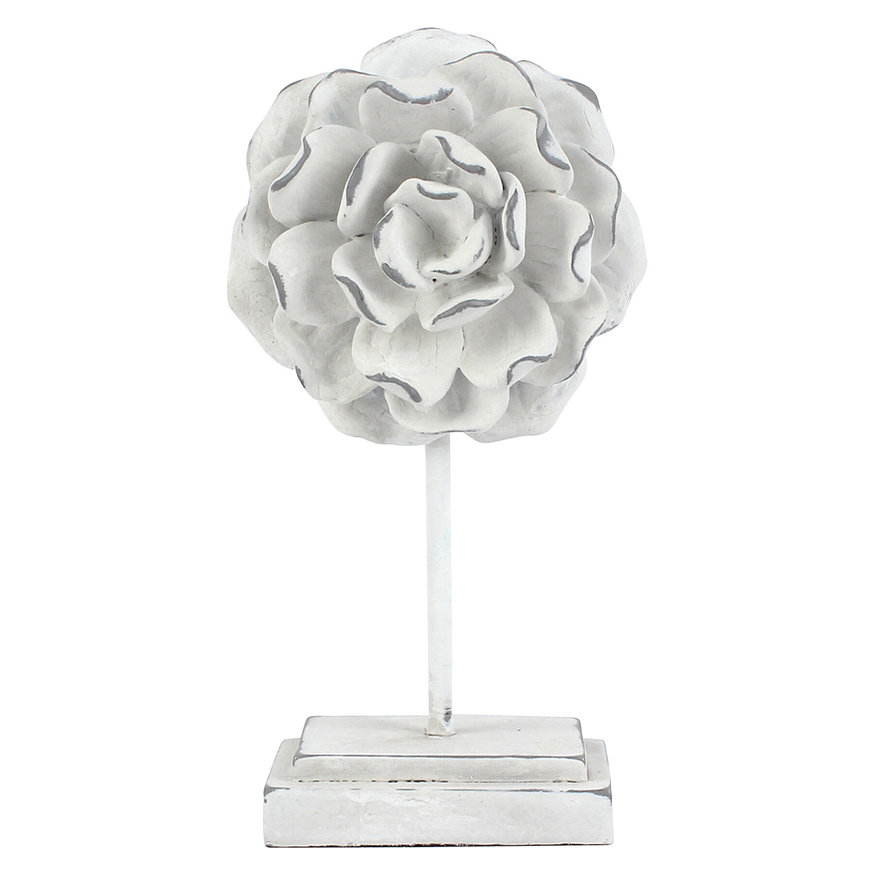 Distressed White Flower Decor, 8"