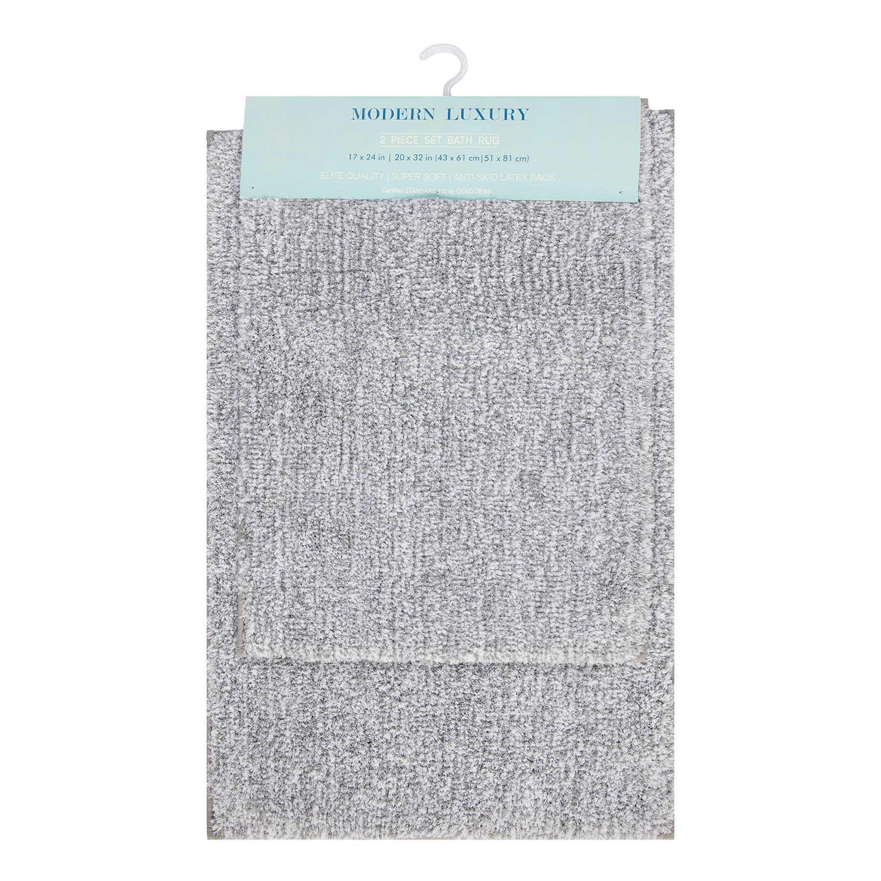 2-Piece Grey & White Tufted Bath Rug Set