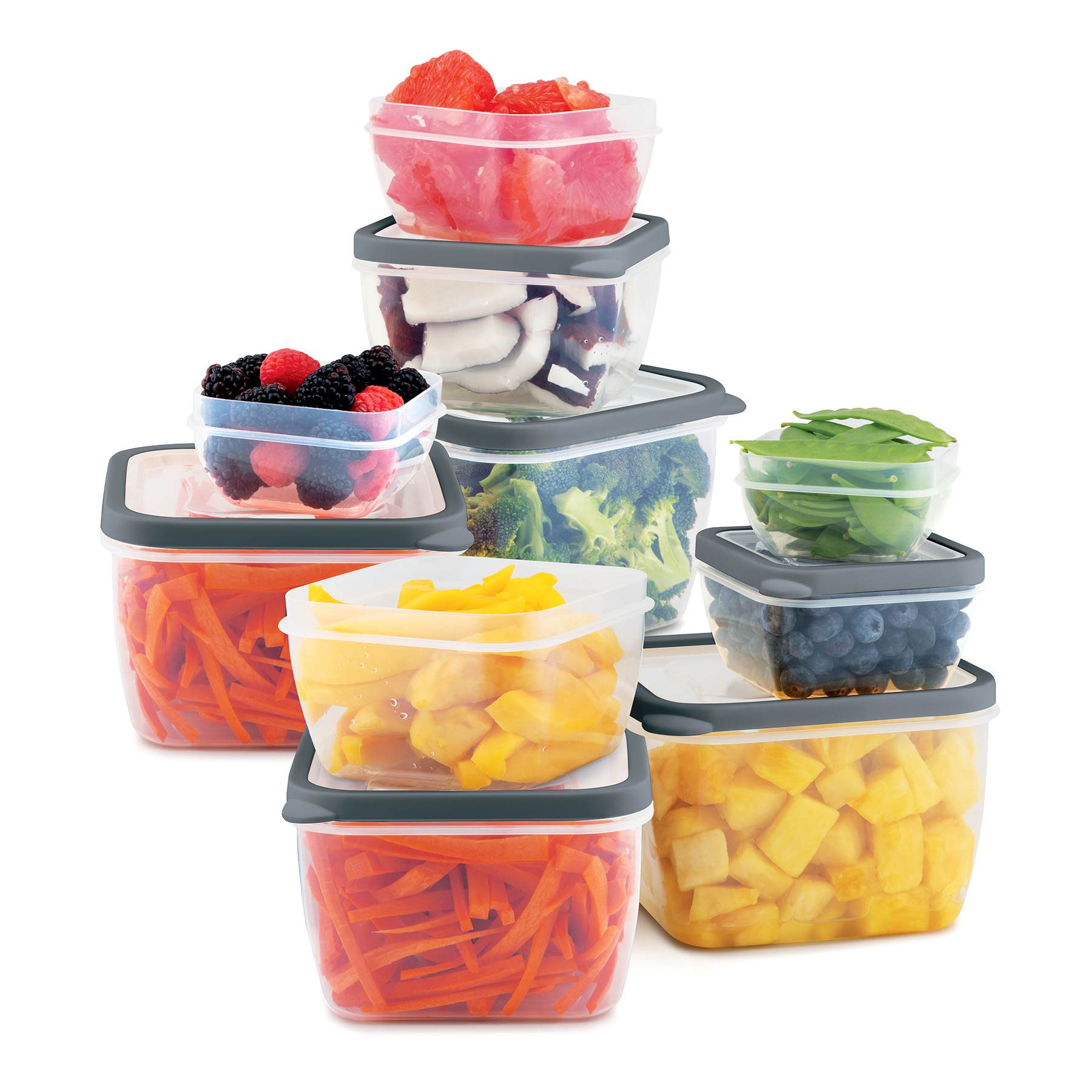 20-Piece Square Plastic Food Storage Set with Vent Lid