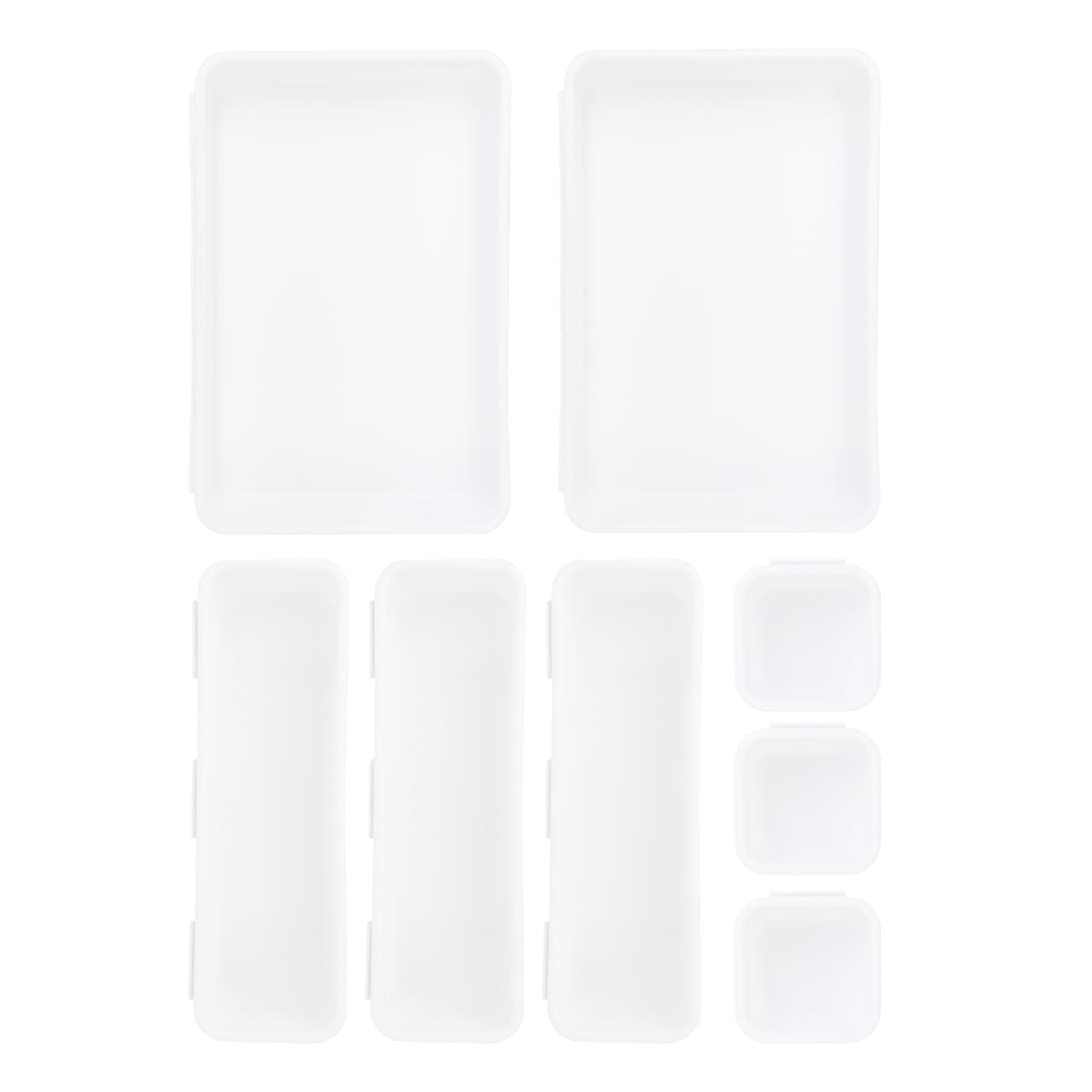 8-Piece White Interlocking Storage Bin Set
