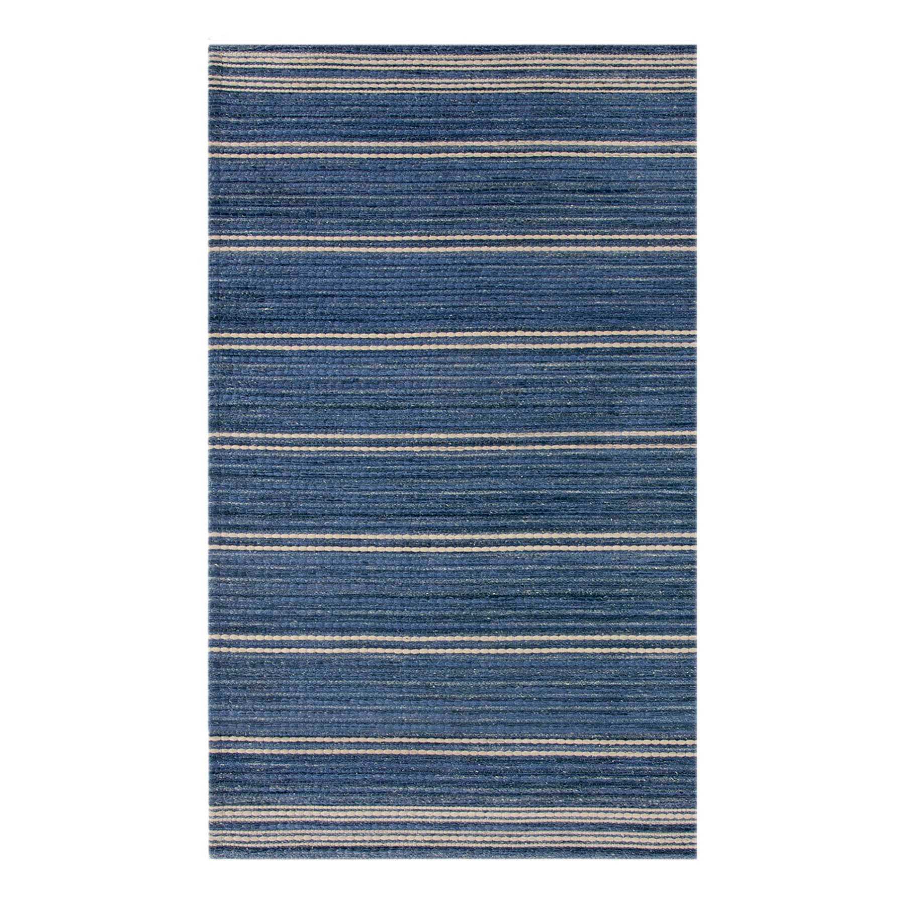 (B824) Ty Pennington Terrace Indigo Striped Flatweave Accent Rug, 3x5