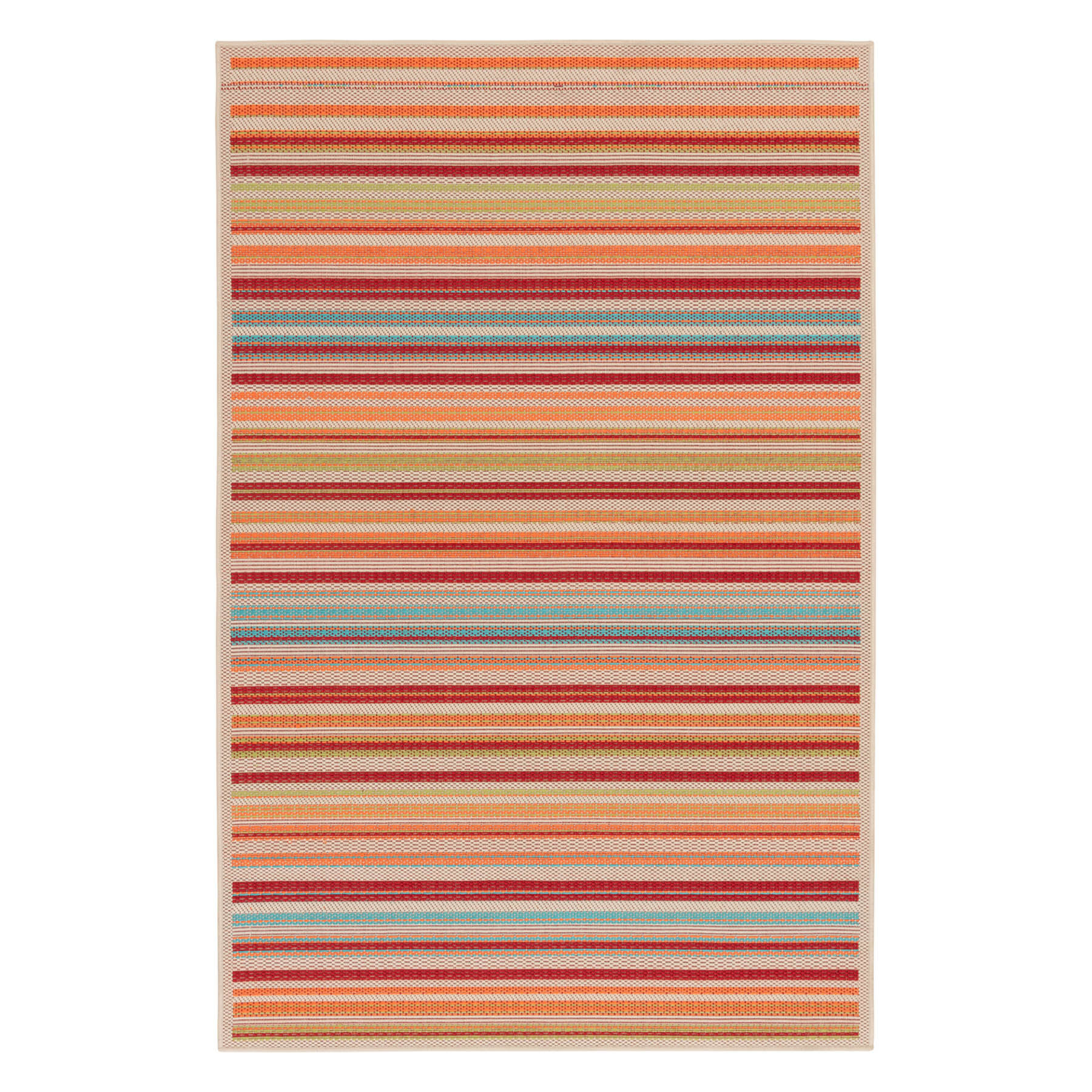 (E309) Scope Multicolor Striped Woven Indoor & Outdoor Area Rug, 5x7