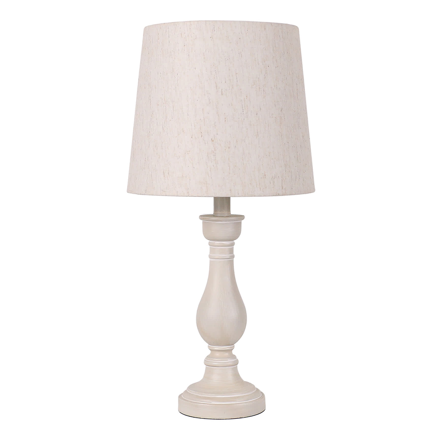 White Spindle Medium Table Lamp with Shade, 22.4"