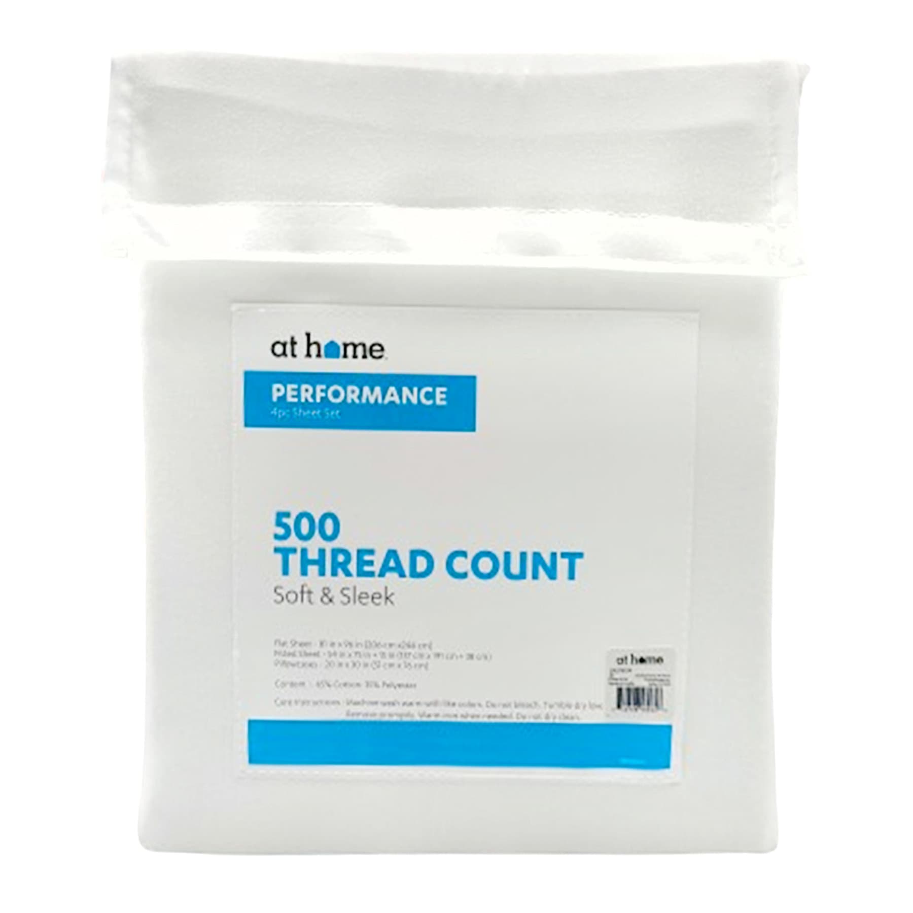 4-Piece White 500 Thread Count Performance Sheet Set, Full