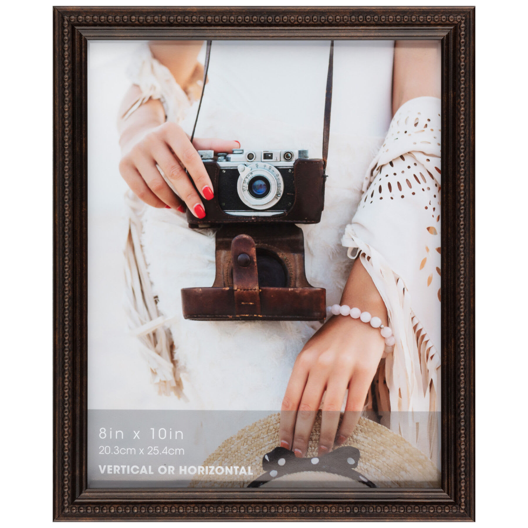 Thin Bronze Beaded Profile Tabletop Picture Frame, 8x10