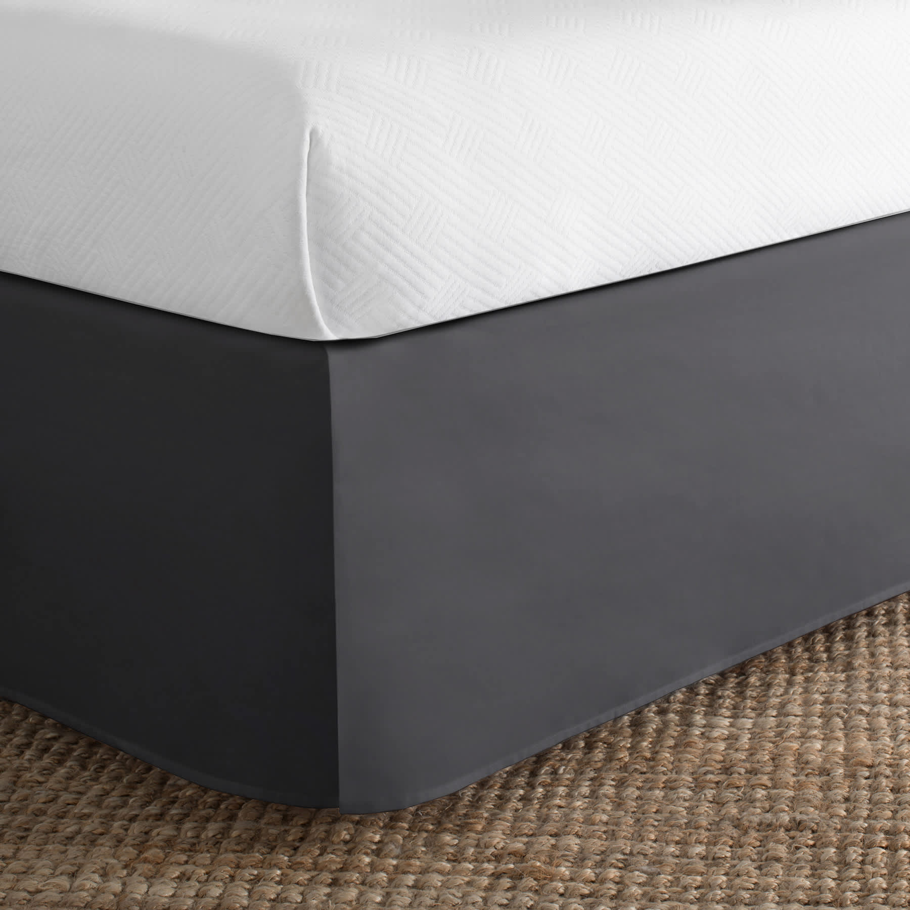 Grey Pleated Bed Skirt, Queen