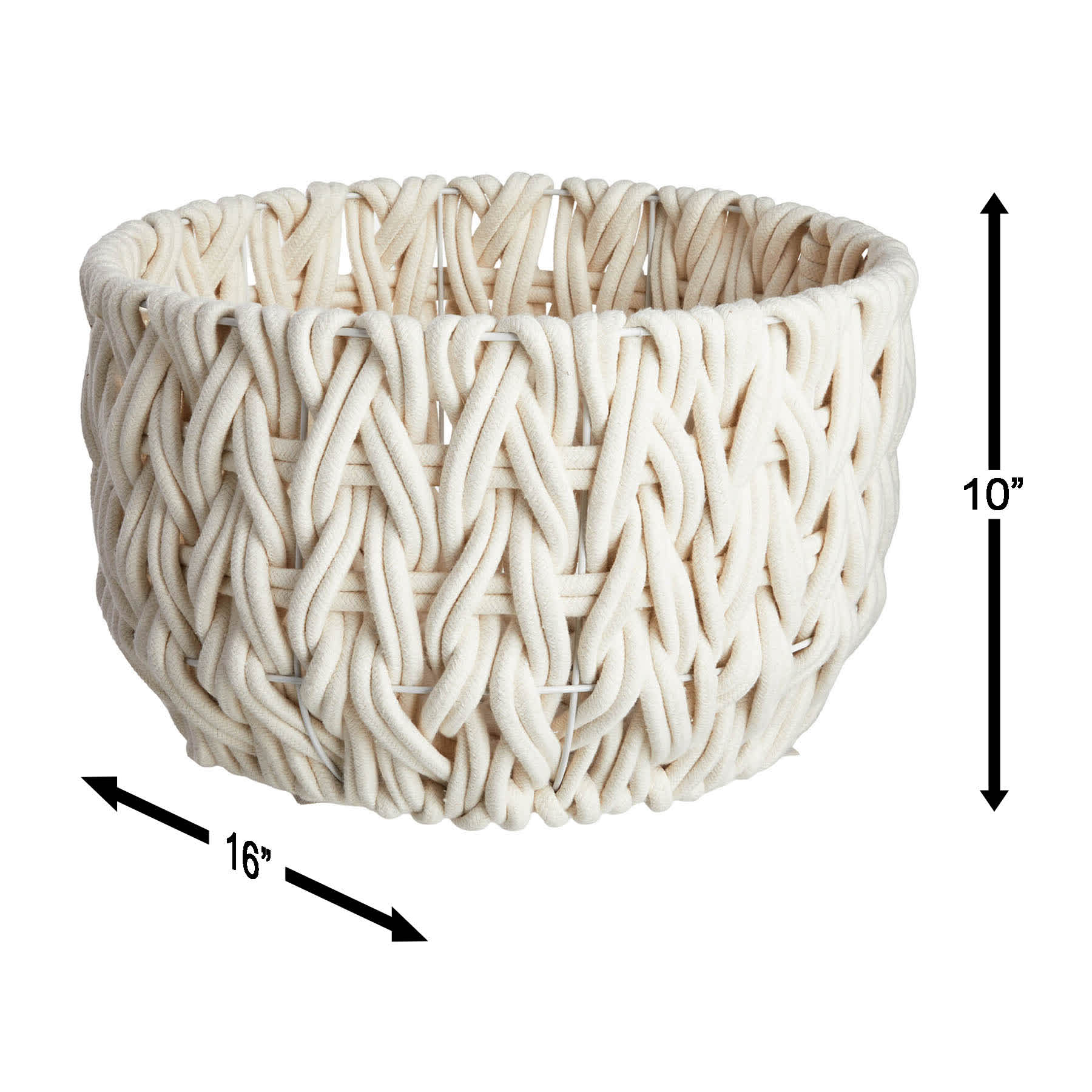 Chunky White Round Fabric Storage Basket, Medium