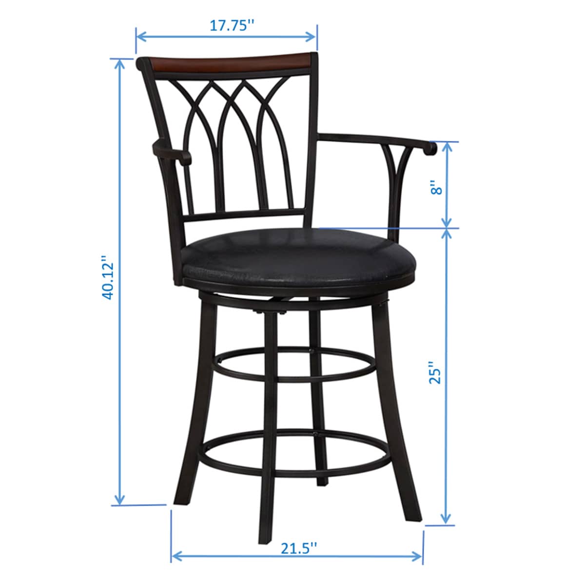 Stephanie Counter Stool, Black