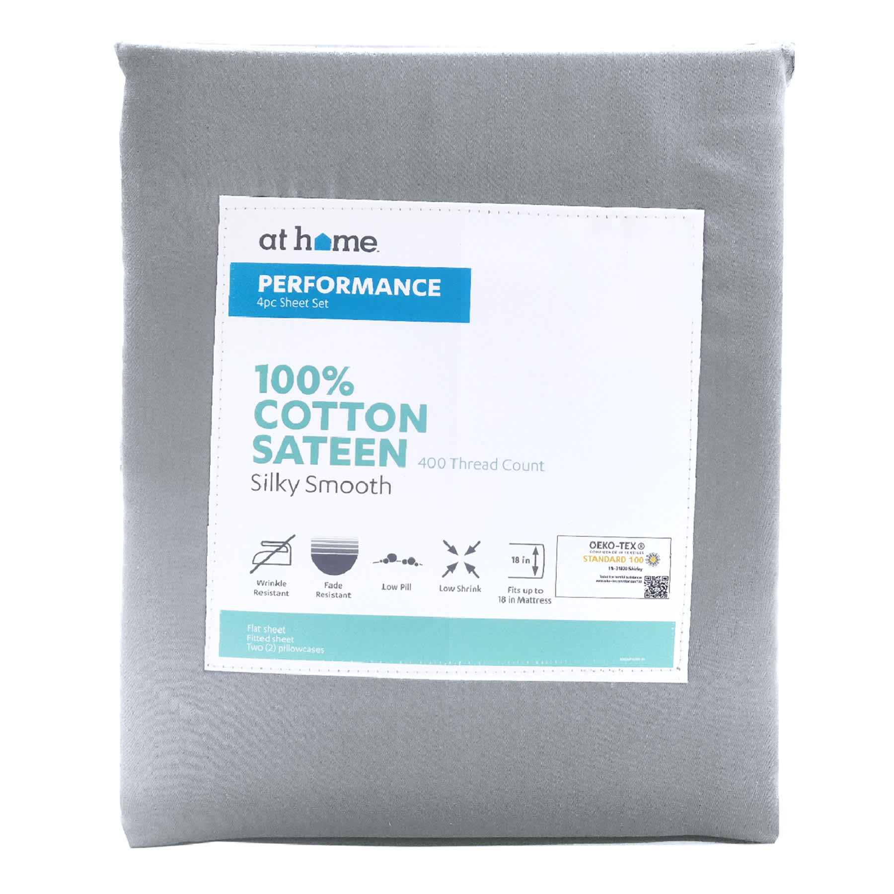 4-Piece Dark Grey 200 Thread Count Cotton Essentials Sheet Set, King