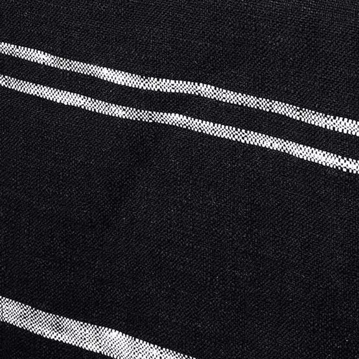 Black Woven Fringer Table Runner with White Stripes, 14x72