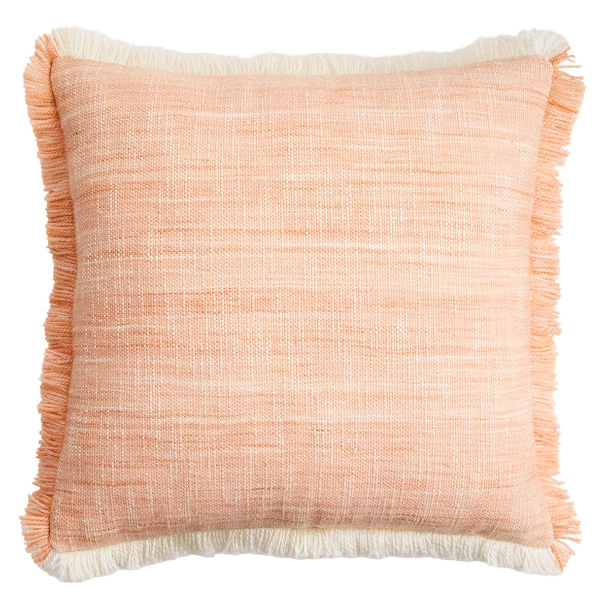 Honeybloom Rose Solid Woven with Fringe Outdoor Throw Pillow, 18"