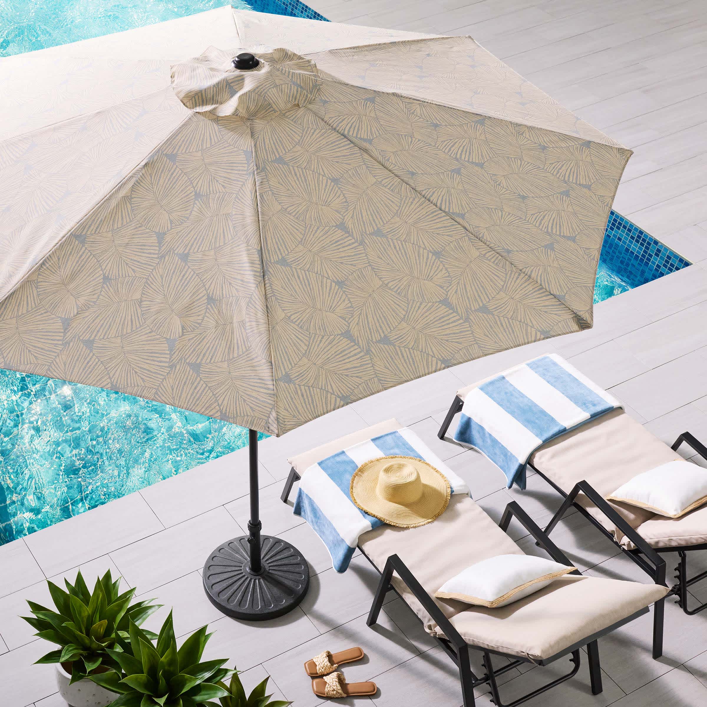 Found & Fable Tonal Talia Leaf Crank & Tilt Round Patio Umbrella, 9'