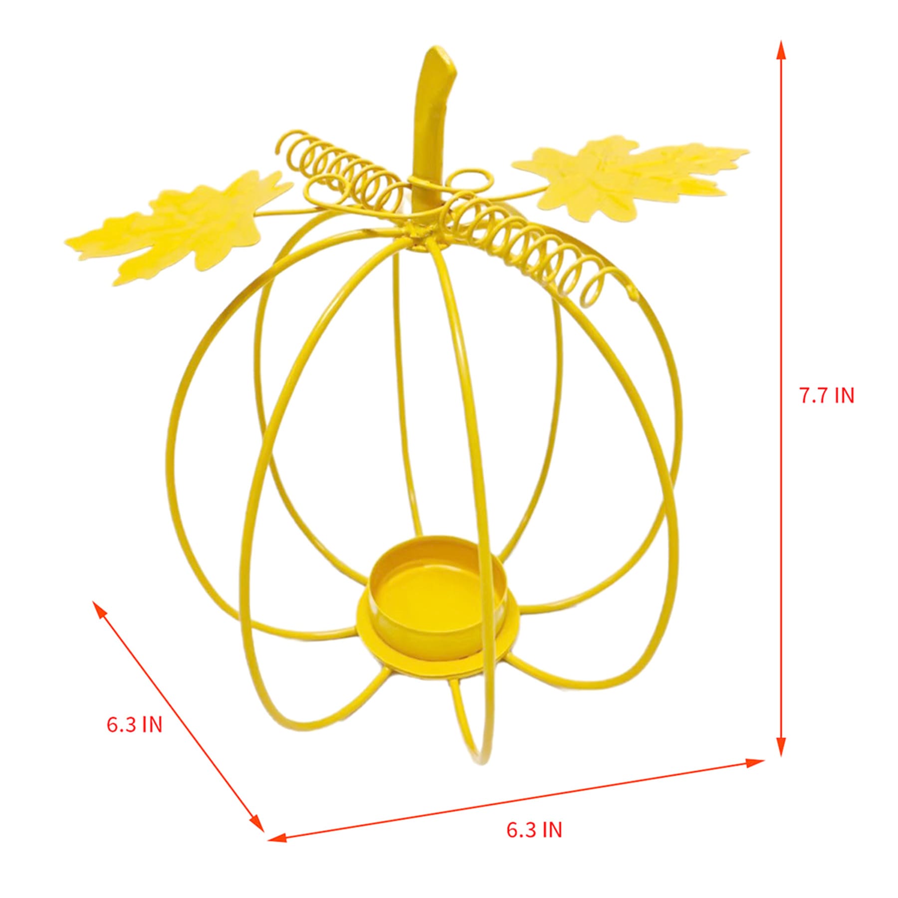 Homespun Harvest Yellow Metal Pumpkin Candle Holder, 8"