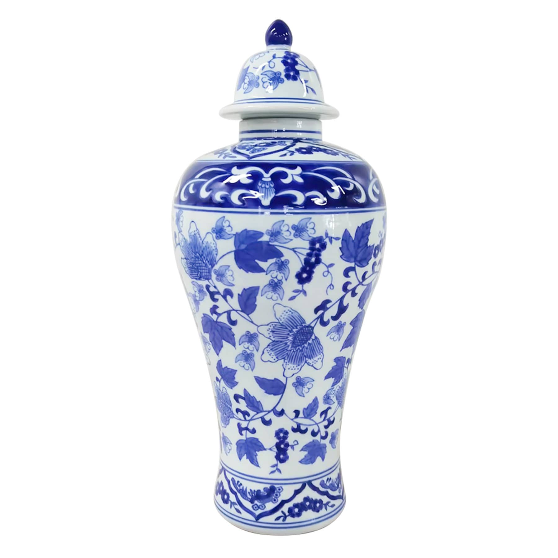 Blue Ceramic Jar, 16.25"