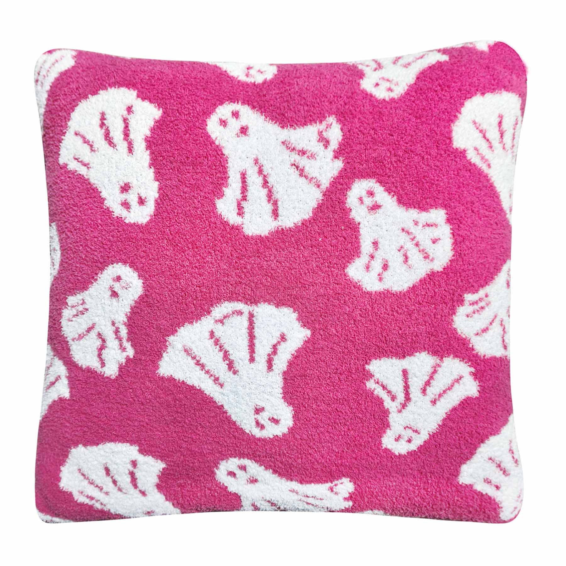 Hey Boo! Pink Ghosts Cozy Knit Throw Pillow, 18"