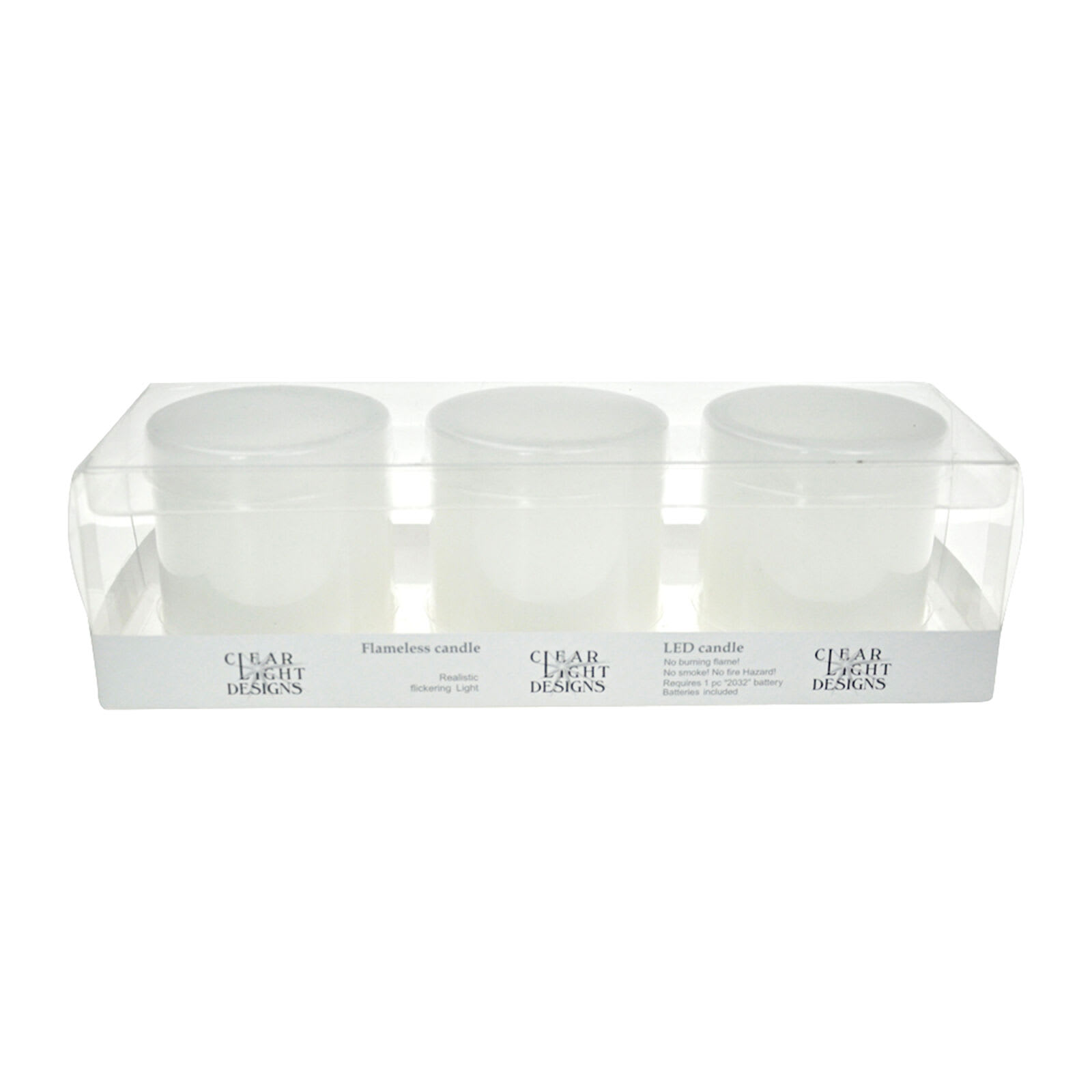 3-Pack White Wax LED Votive Candles, 2x3