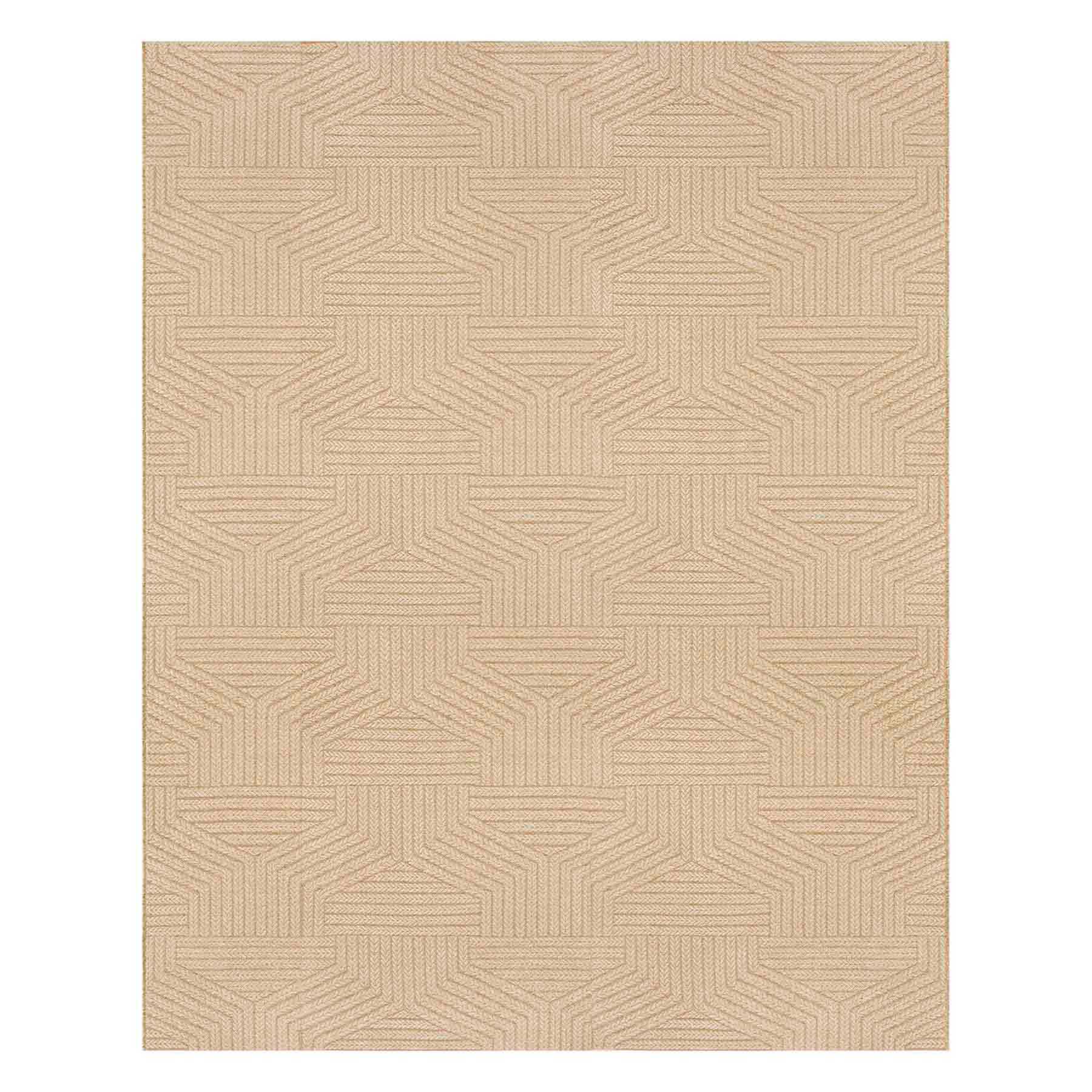 (E457) Ruby Natural Flatweave Outdoor Area Rug, 8x10