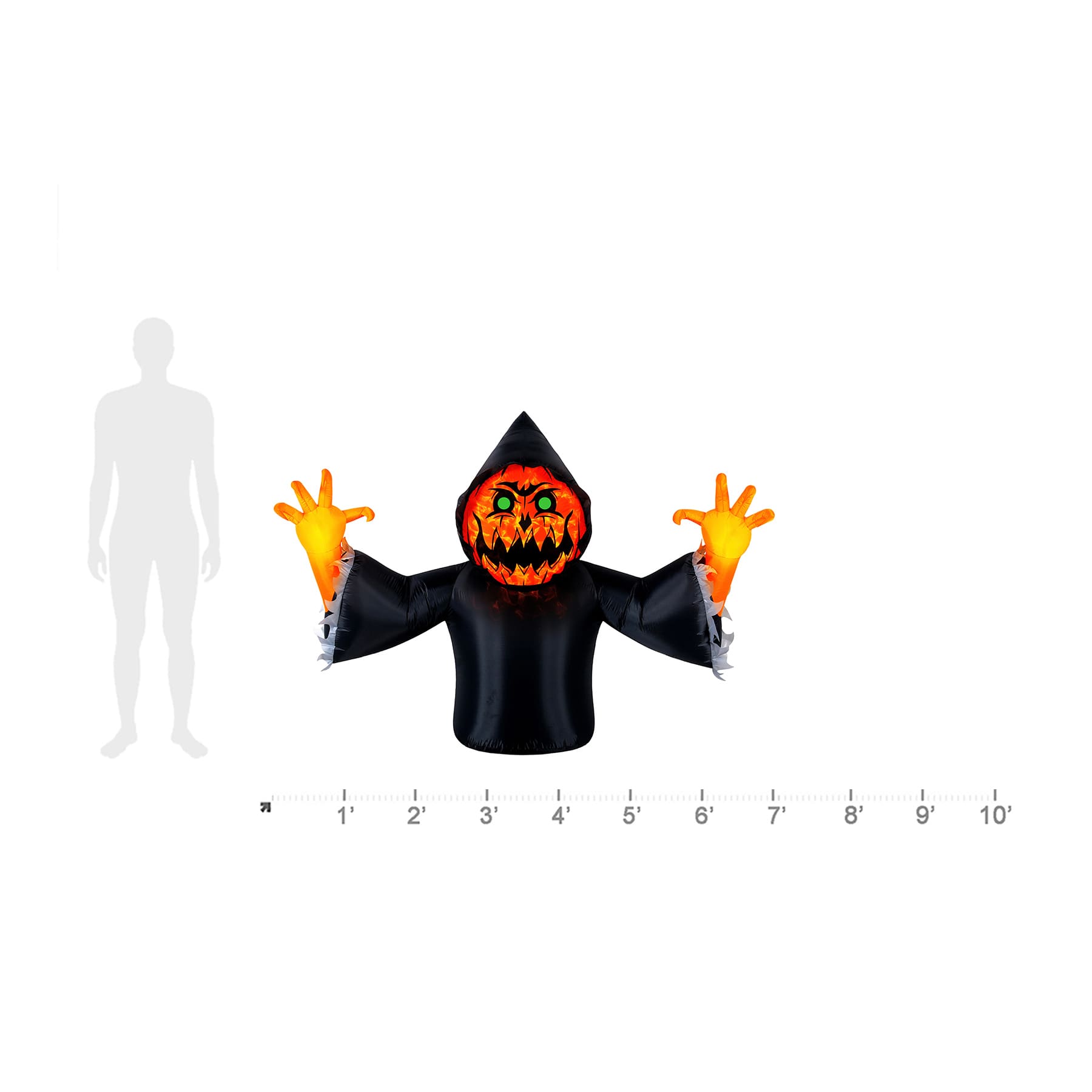 Fiery Pumpkin Reaper Halloween Inflatable, 7' Wide