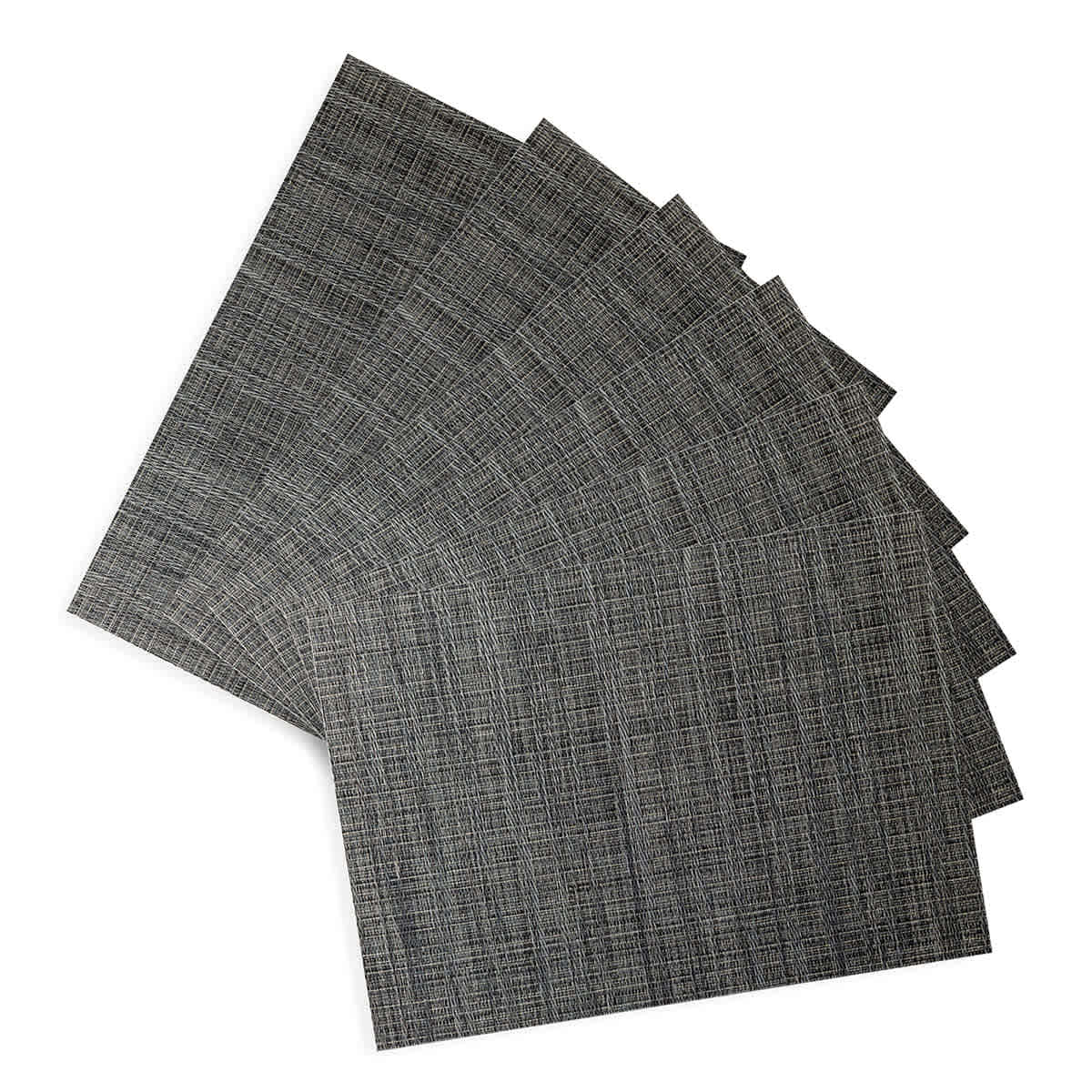 Set of 6 Meridiem Gunmetal Woven Vinyl Placemats, 13x18