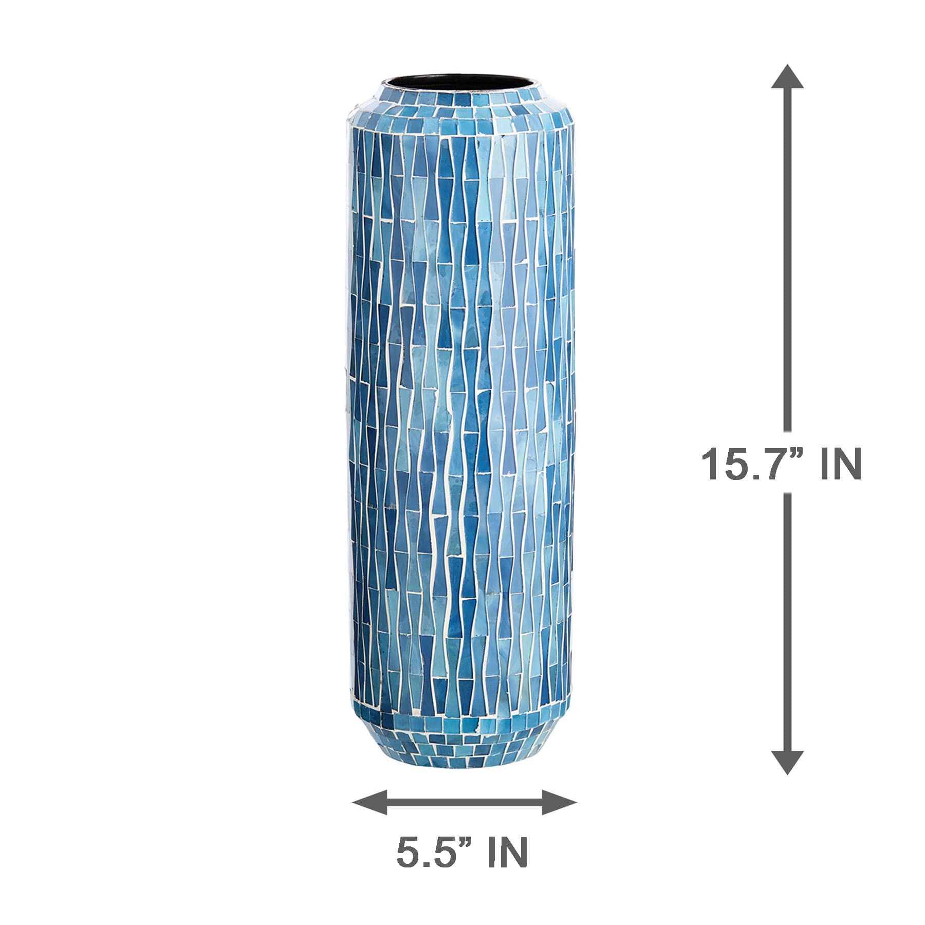 Blue Mosaic Glass Vase, 16"