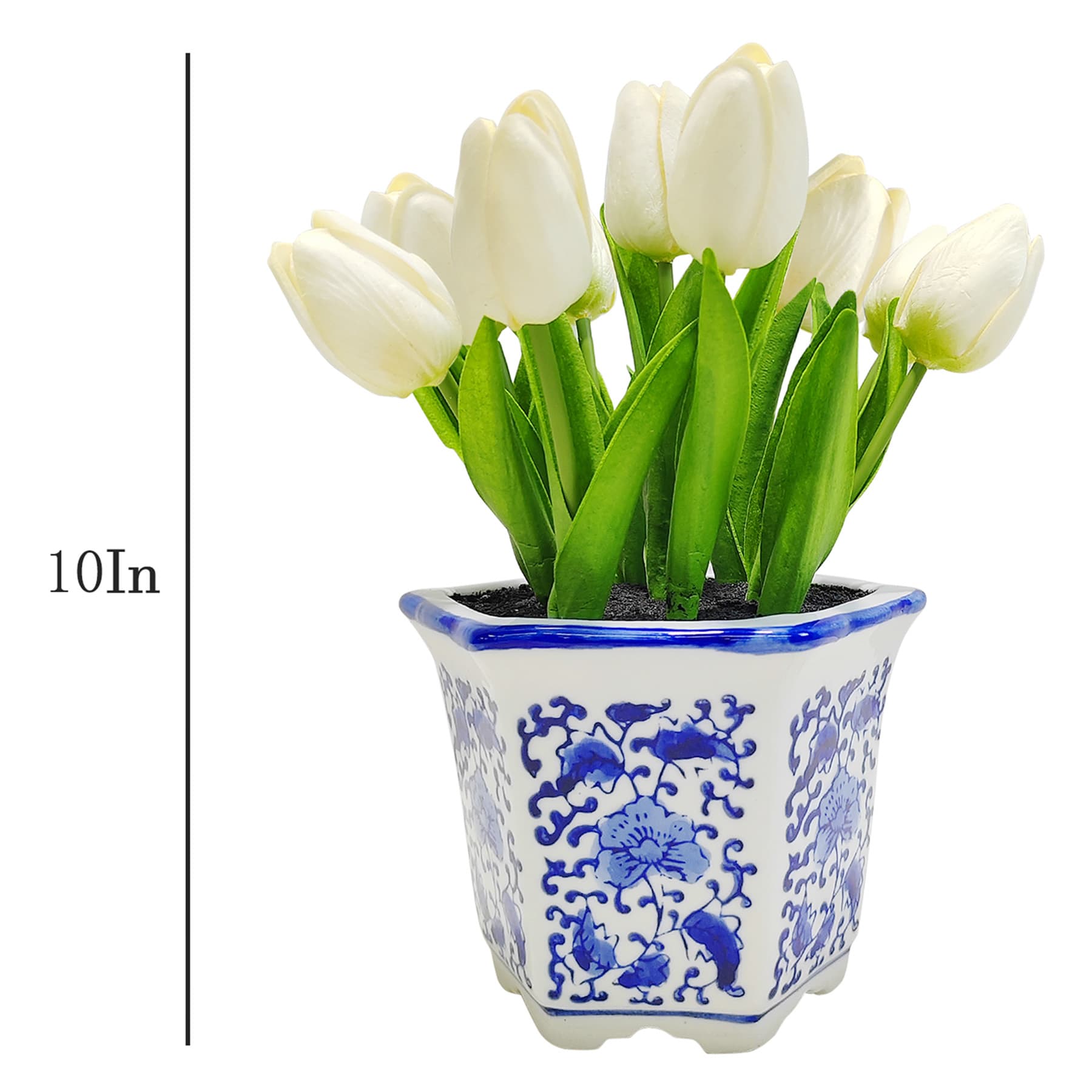 10IN WHT REAL-FEEL PU TULIP ARRANGEMENT