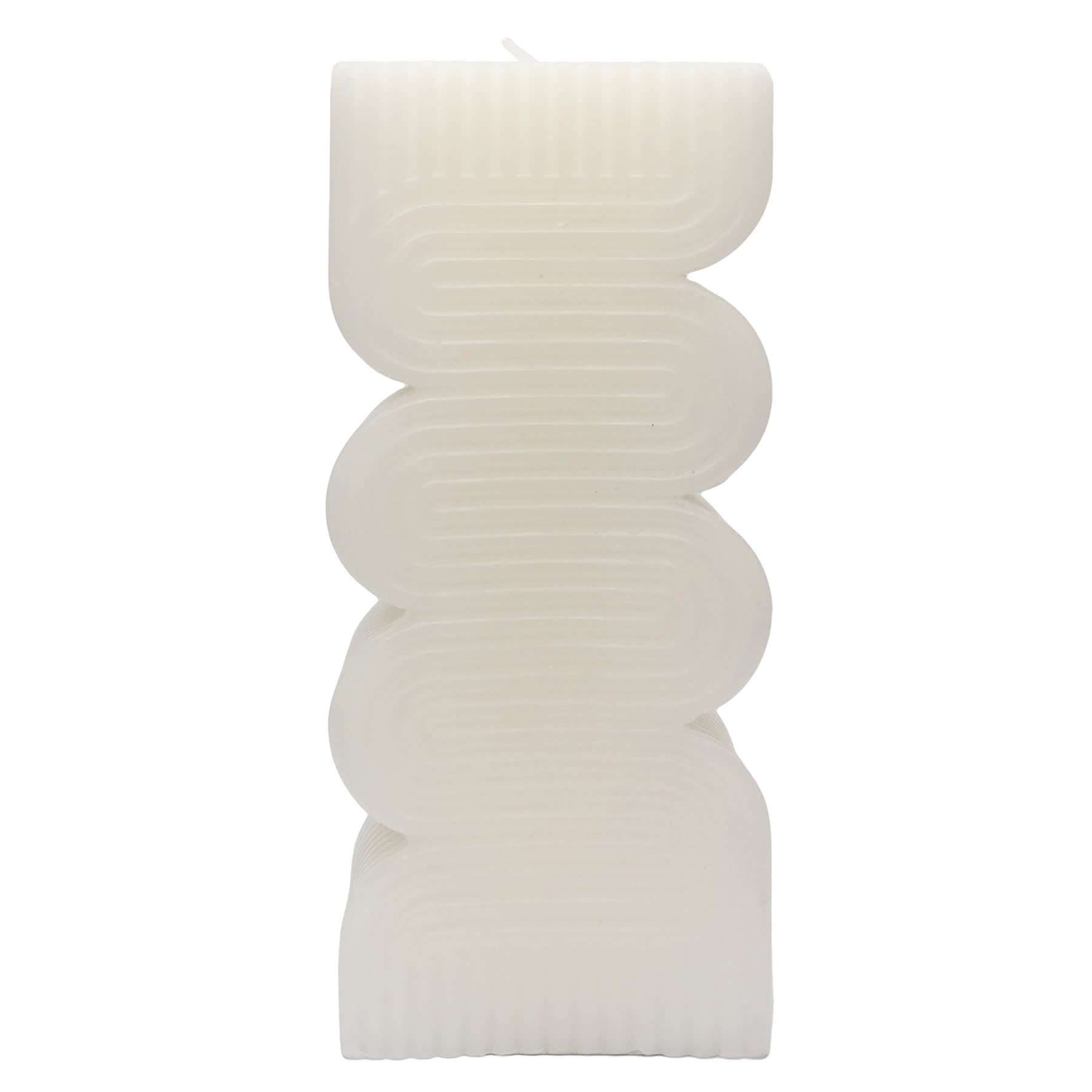 Crosby St. White Unscented Modern Wavy Pillar Candle, 3x8