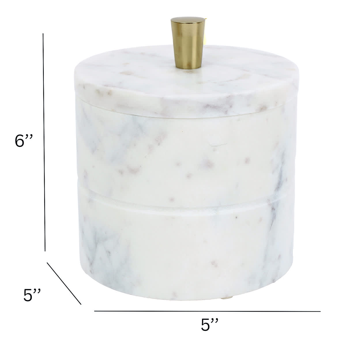 White & Grey Marble Box with Gold Metal Handle, 5x5
