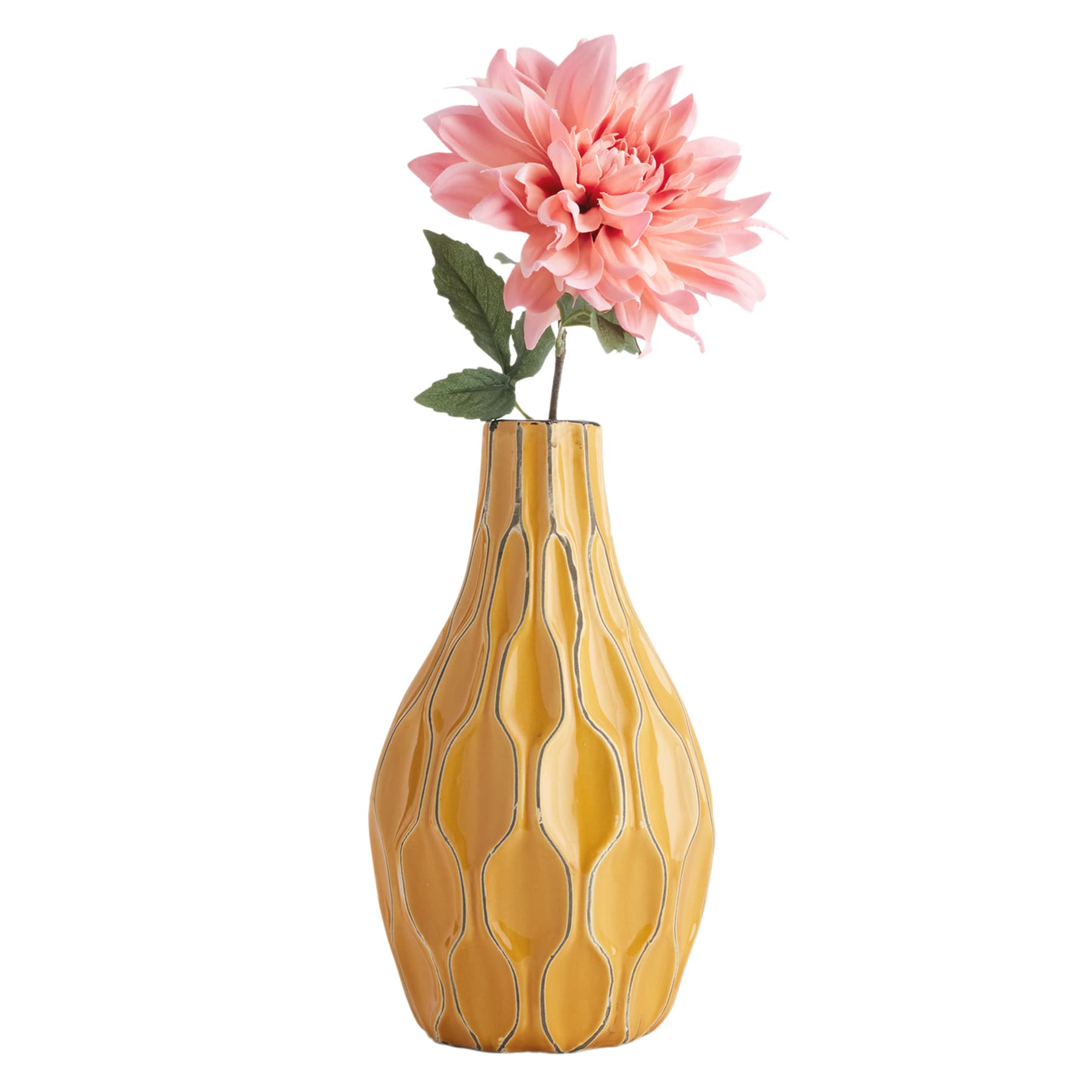 Honeybloom Katherine Yellow Ceramic Vase, 12"