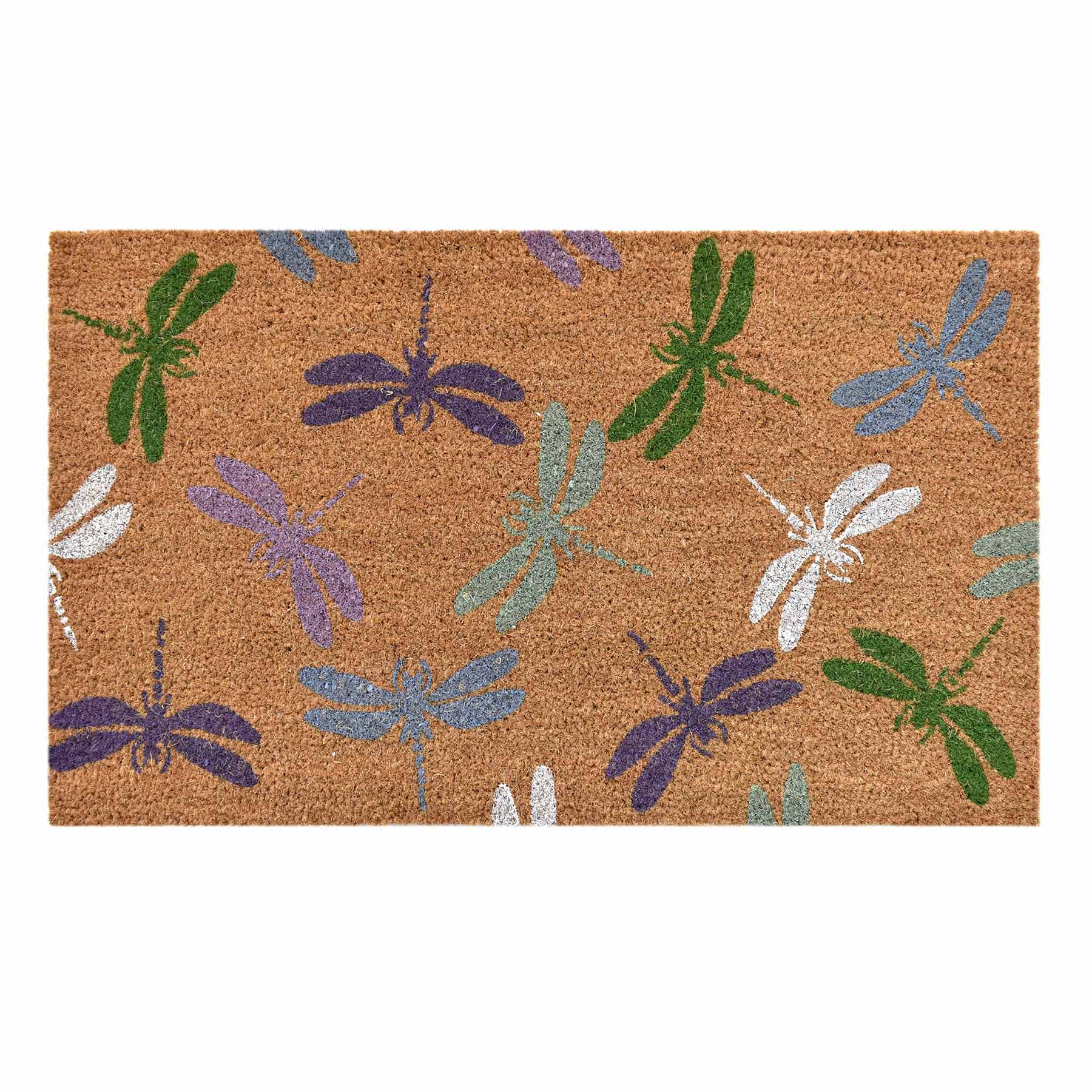 Multi-Colored Dragonfly Coir Mat, 18x30