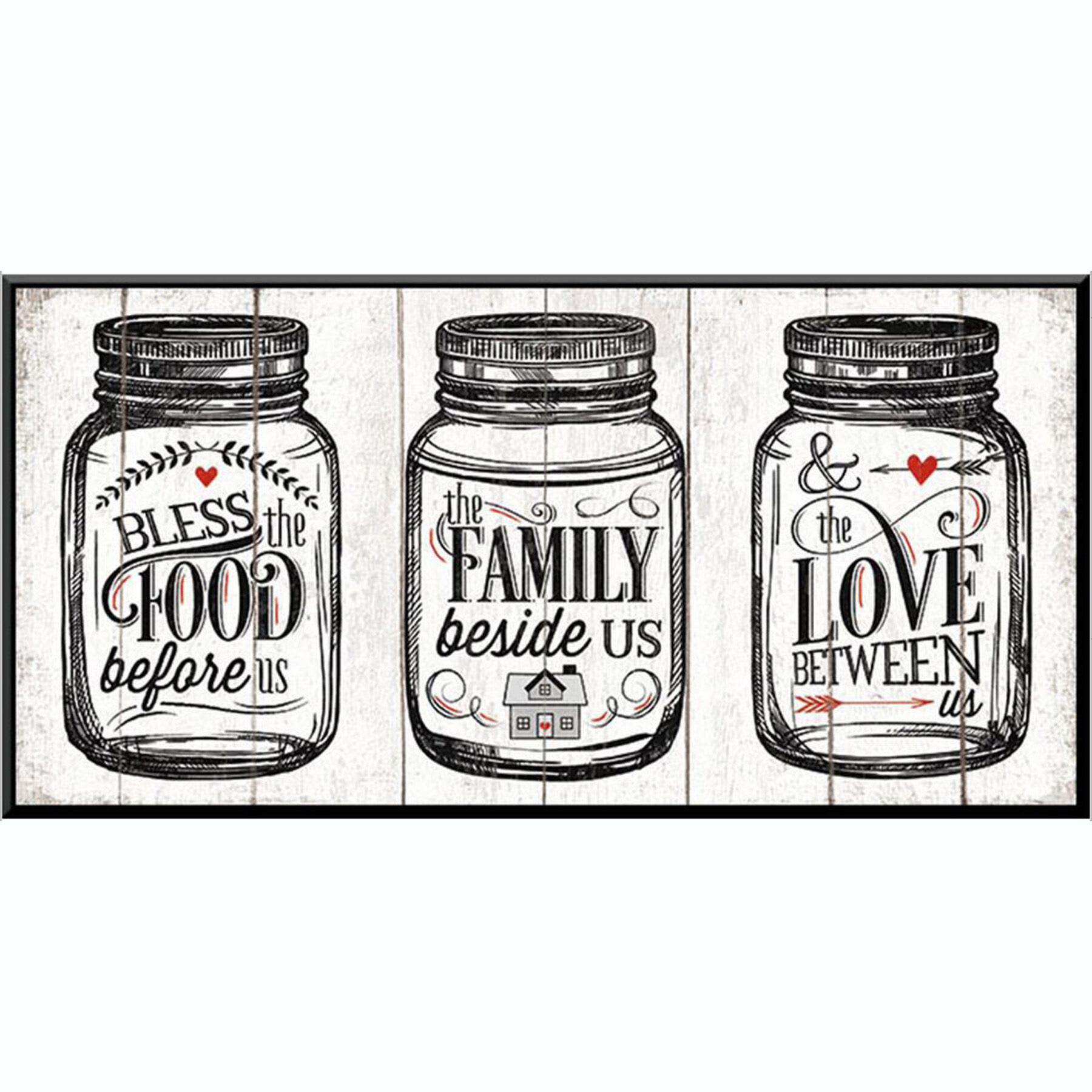 Glass Framed Food, Family, Love Wall Art, 15x8