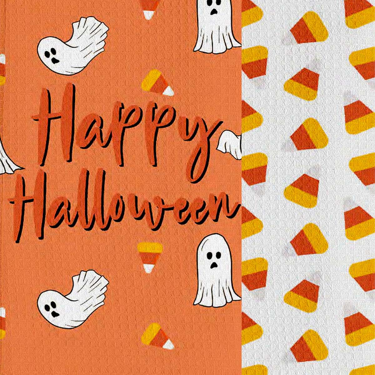 Set of 2 Happy Halloween Ghost Kitchen Towels