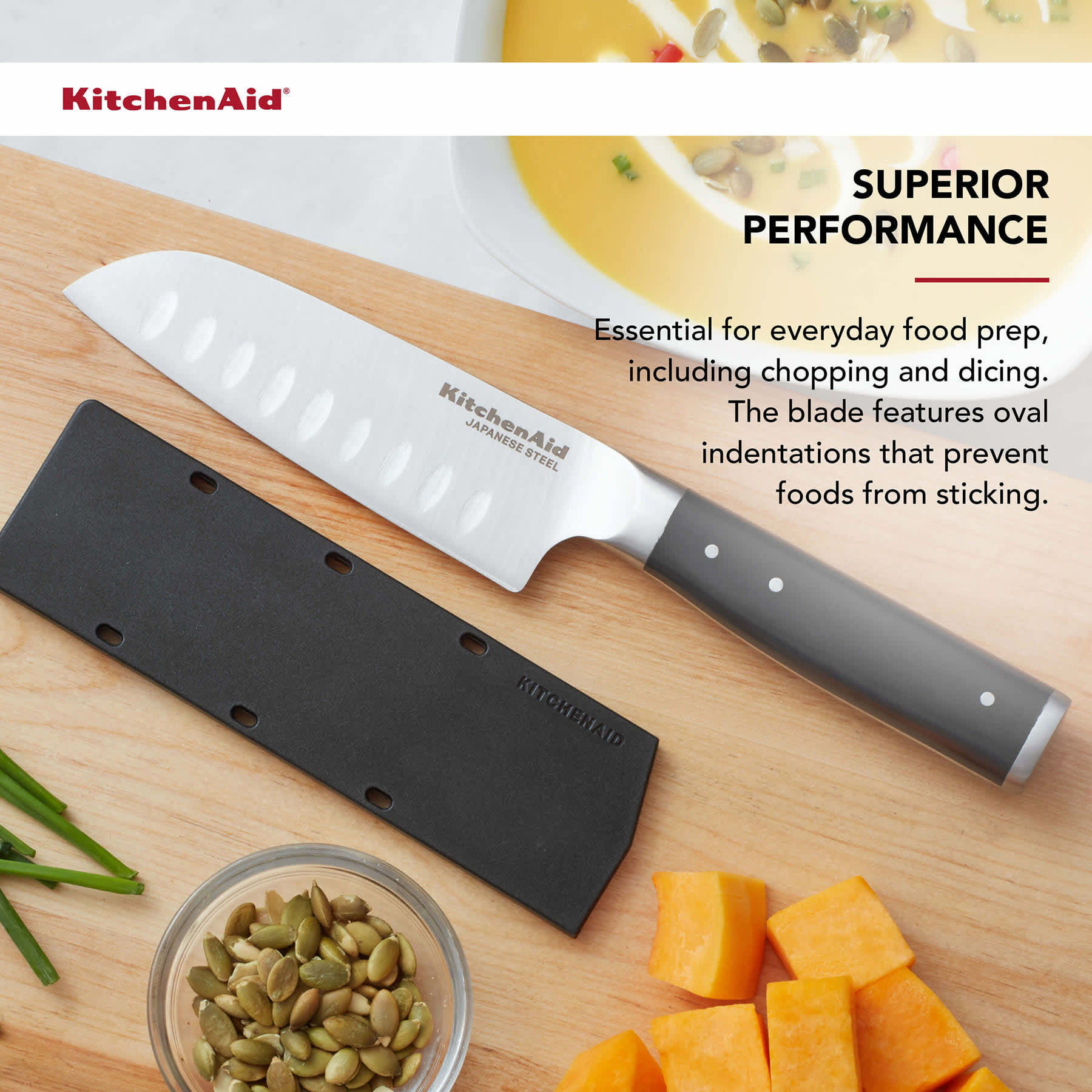 Kitchenaid Black Handle Gourmet Forged Santoku Knife, 5"