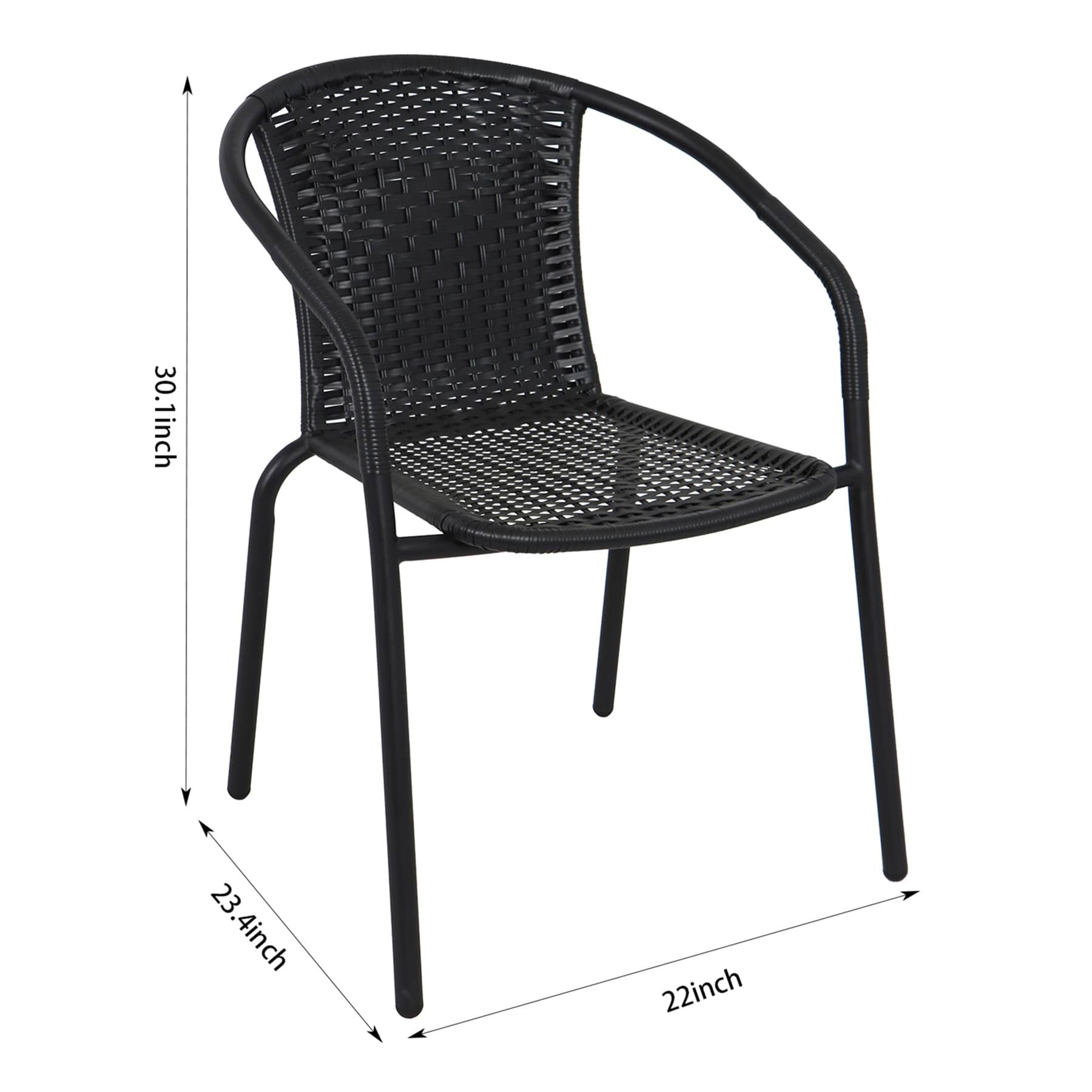 Wicker & Metal Stacking Patio Chair, Black